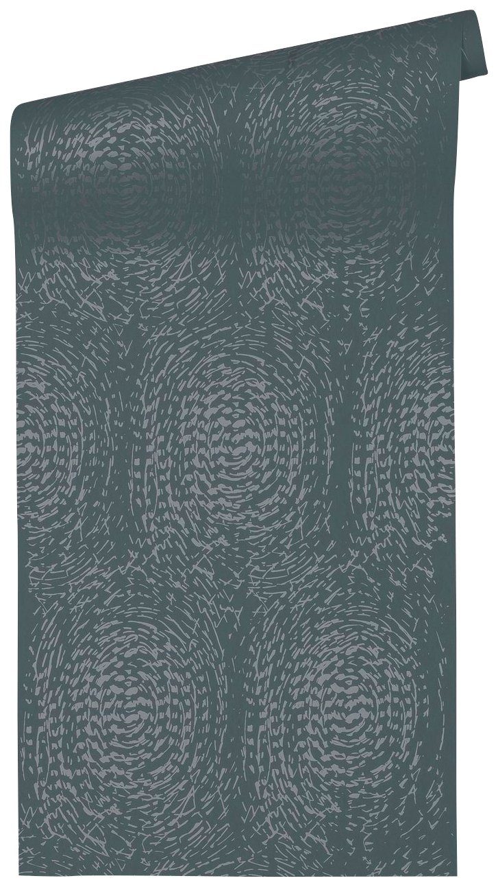 gemustert, Création Tapete Tapeten Punkten Architects matt, A.S. Paper glatt, mit silberfarben/blau Geometrisch Vliestapete Alpha, glänzend,