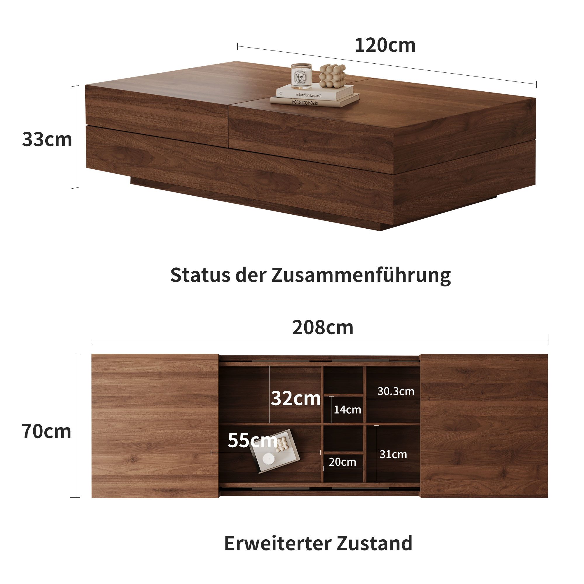 OLEY LUCK LIVE Couchtisch Ausziehbarer Couchtisch günstig online kaufen