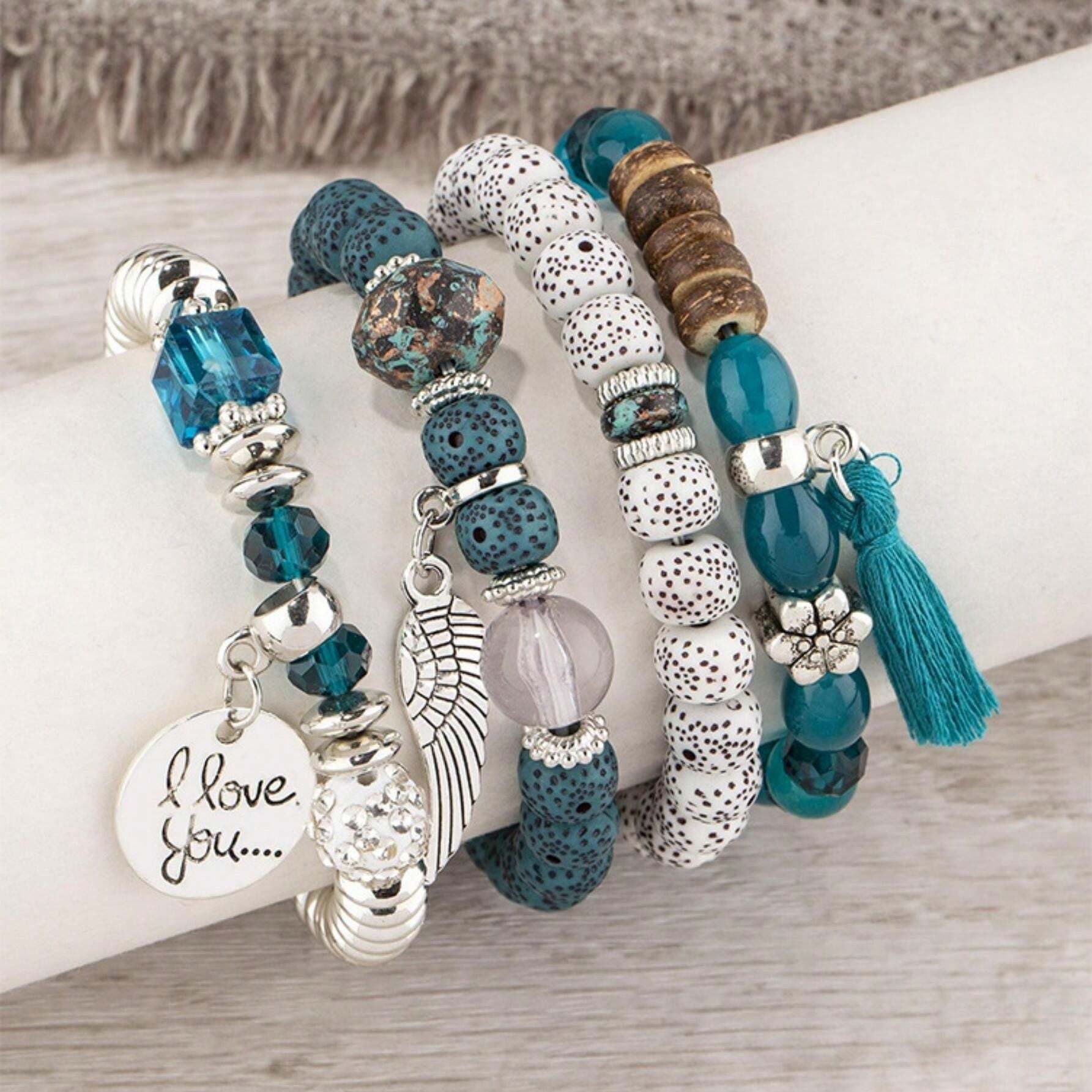 The Beauty House Armband Set Boho Armband Damen Set – 5-teilige Perlenarmbä günstig online kaufen