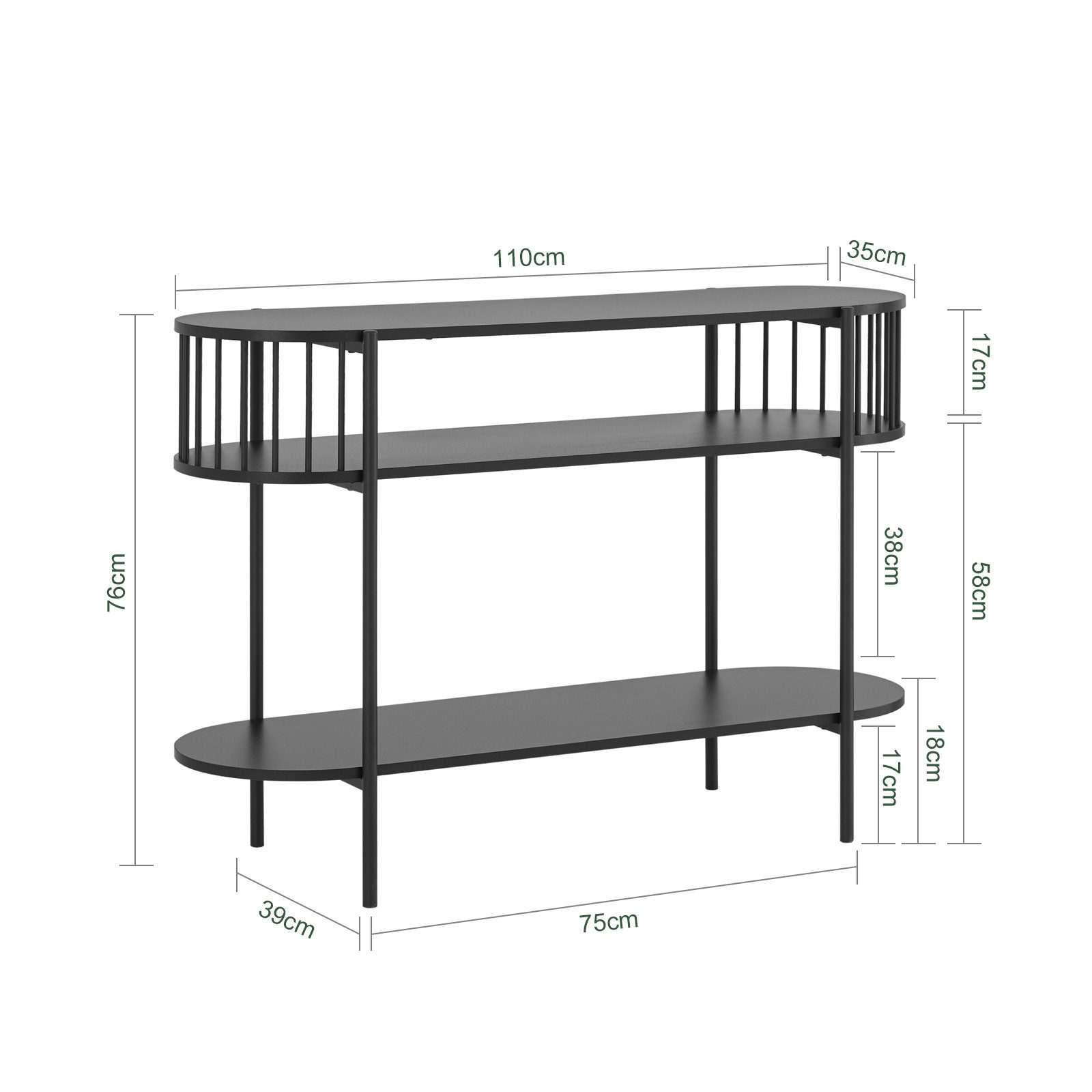 SoBuy Konsolentisch FSB90, Flurtisch schmal, Sofatisch, Metall mit 3 Ablagen, Konsole Holz, Konsolentisch Modern, für Flur, Wohnzimmer, Esszimmer, Großer Stauraum. Reduzierter Preis € 74,95. Unverbindliche Preisempfehlung € 119,95