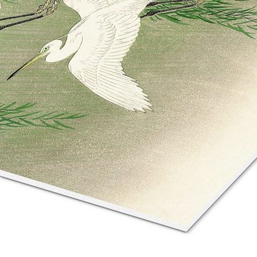 Posterlounge Forex-Bild Ohara Koson, Weiße Reiher, Arztpraxis Japandi Malerei