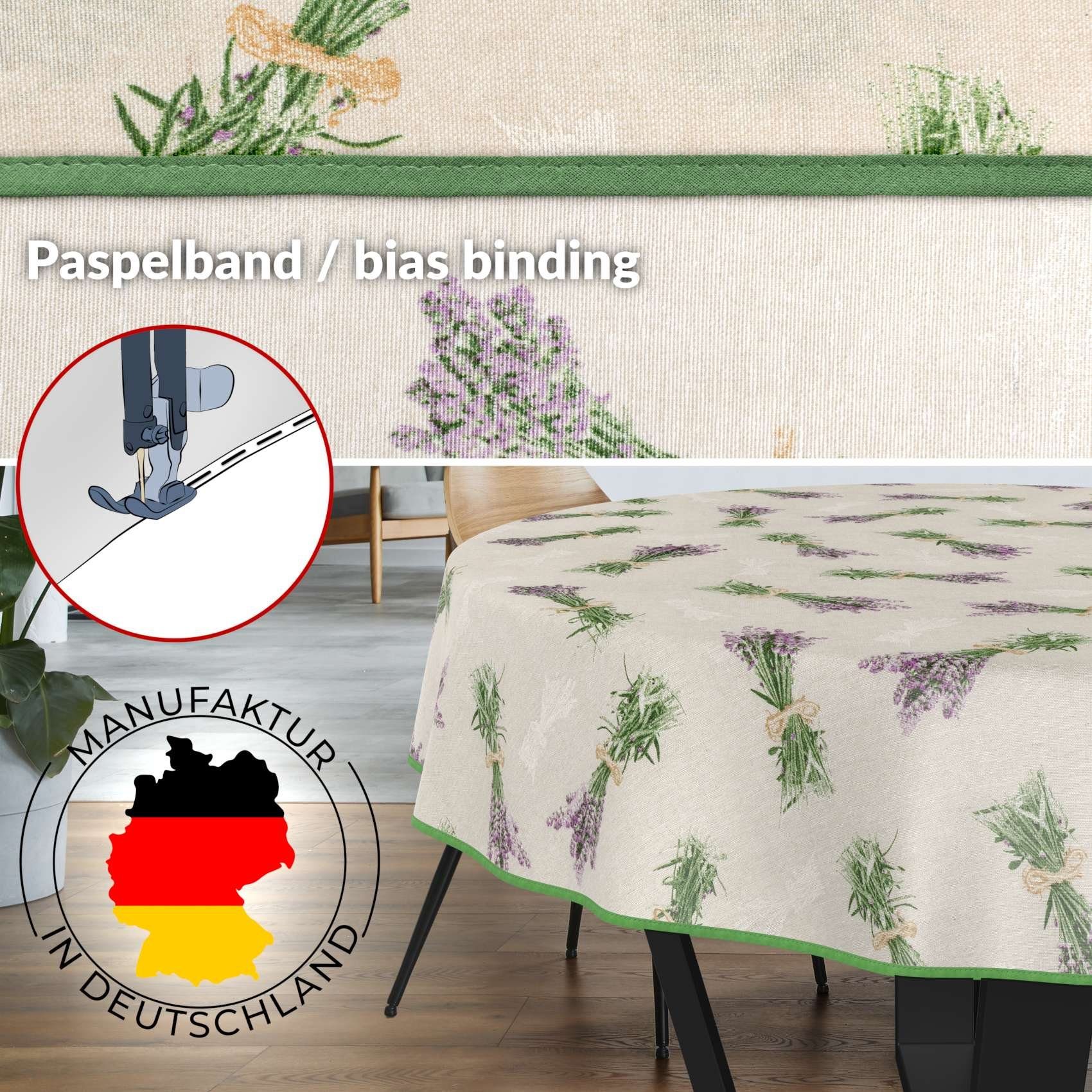 ANRO Tischdecke mit Blumen Botanik aus Stoff Tischwäsche mit Beschichtung Tischtuch (Einzelstück 1-tlg), auch als Gartentischdecke - mit Schutzschicht