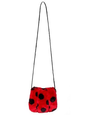 Boland Kostüm Marienkäfer Umhängetasche, Kuschelig weiche Handtasche mit langem Riemen und Reißverschluss