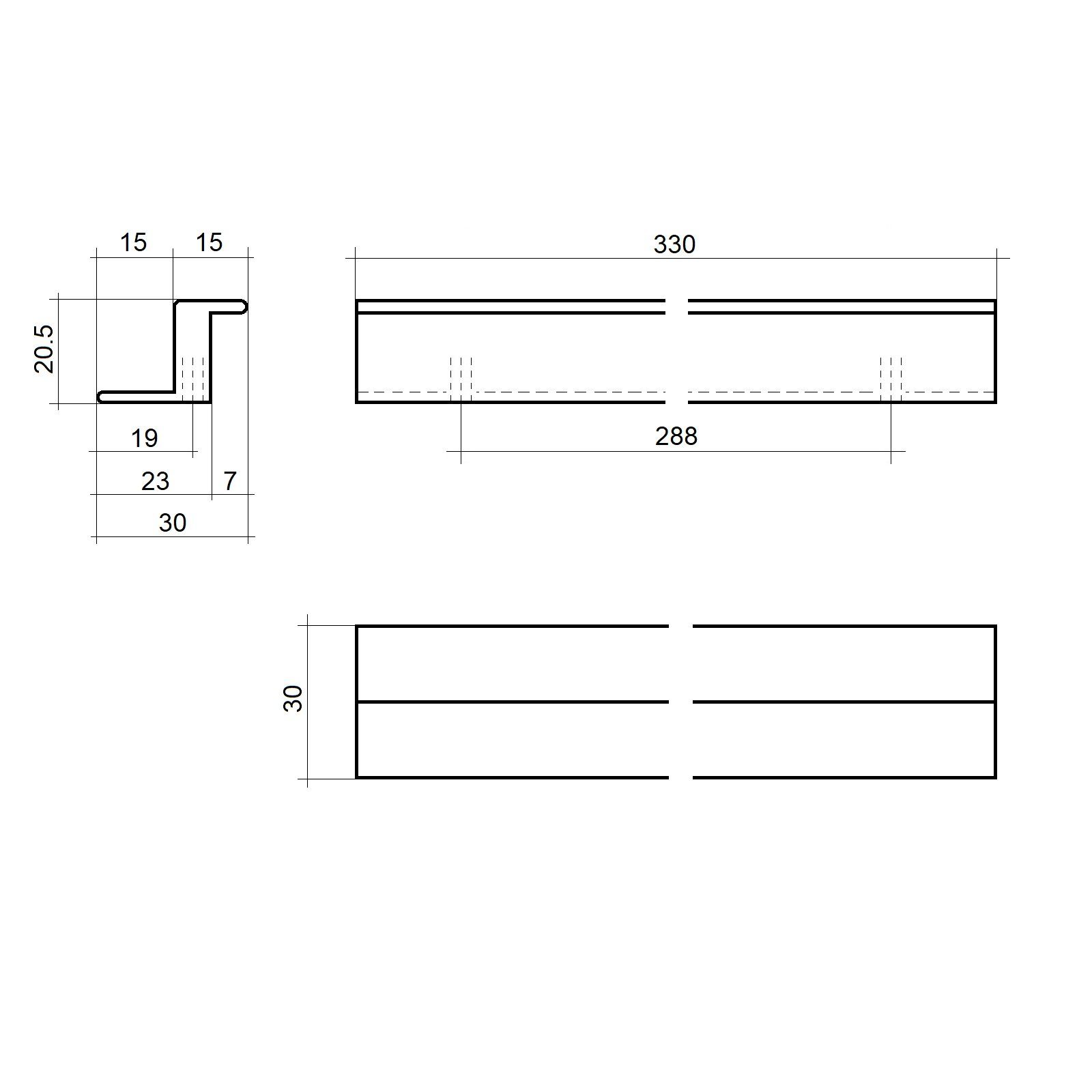 1805 - WB Griffleiste SO-TECH® Chrom incl. BA Schrauben glanz 288 Schrankgriff poliert, Profilgriff Schubladengriff Möbelgriff