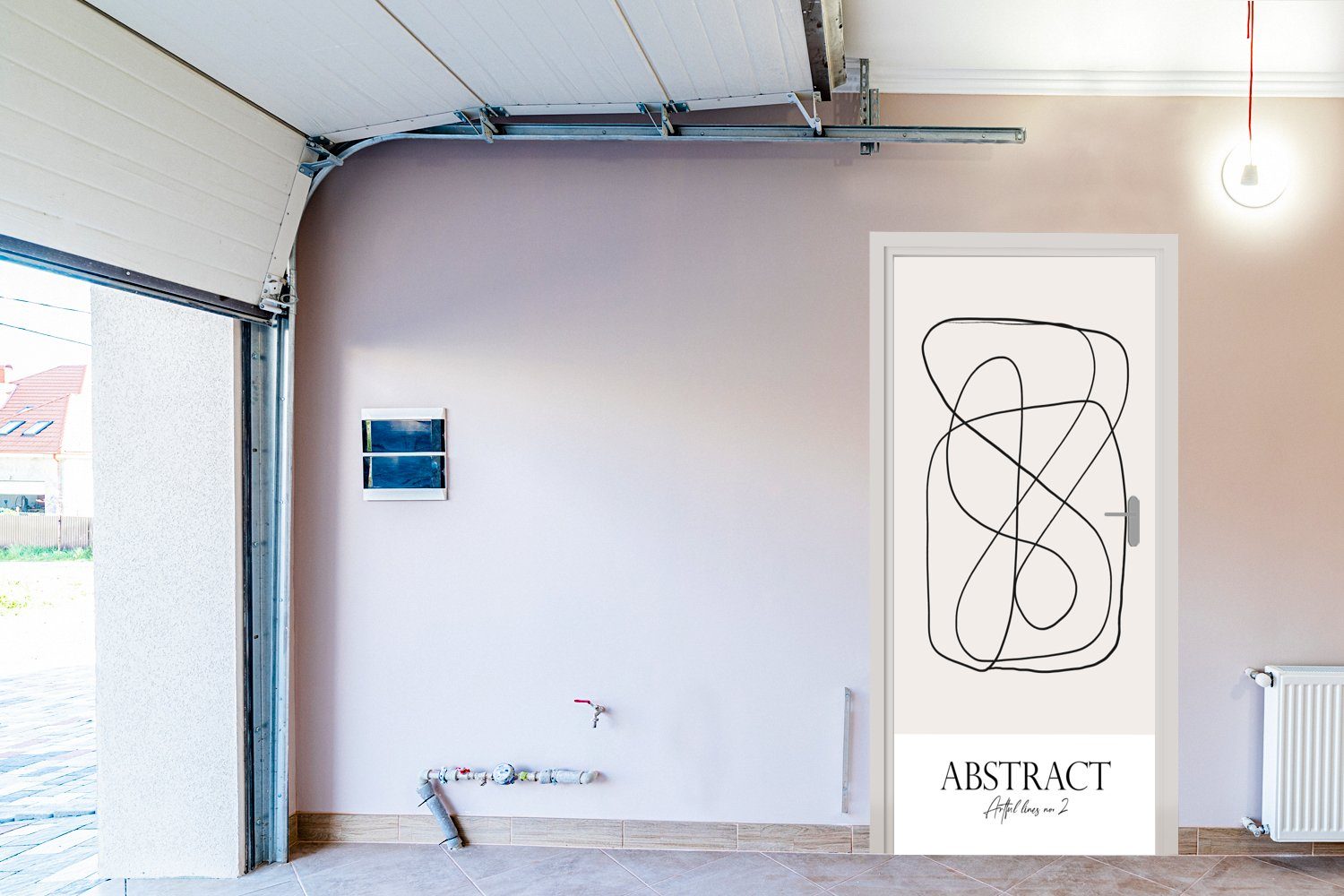 Türaufkleber, für Abstrakt, - bedruckt, Tür, Kunst (1 75x205 cm St), Matt, Türtapete - Linienkunst MuchoWow Fototapete