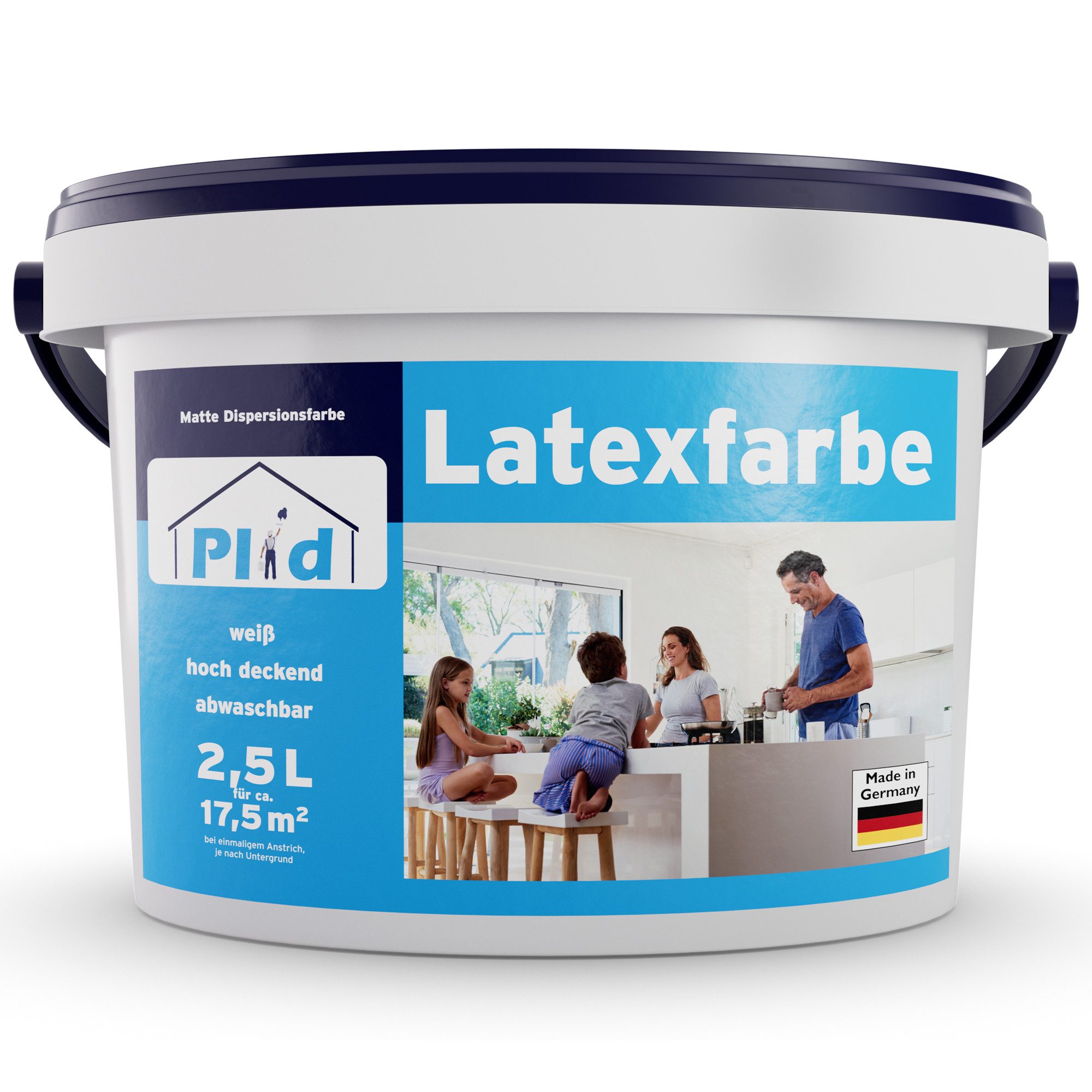 plid Latexfarbe Latexfarbe abwaschbare Wandfarbe Küchenfarbe Innenfarbe Badfarbe, Schnelltrocknend, spritzarm, verarbeitungsfertig
