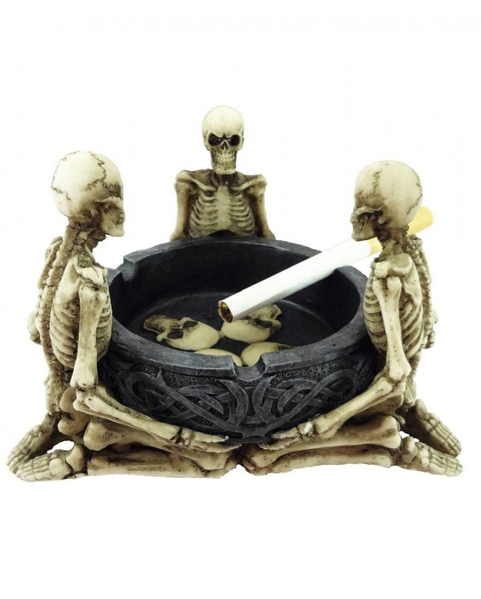 Horror-Shop Dekofigur Skelett Aschenbecher mit 3 knienden Skelett-Figure
