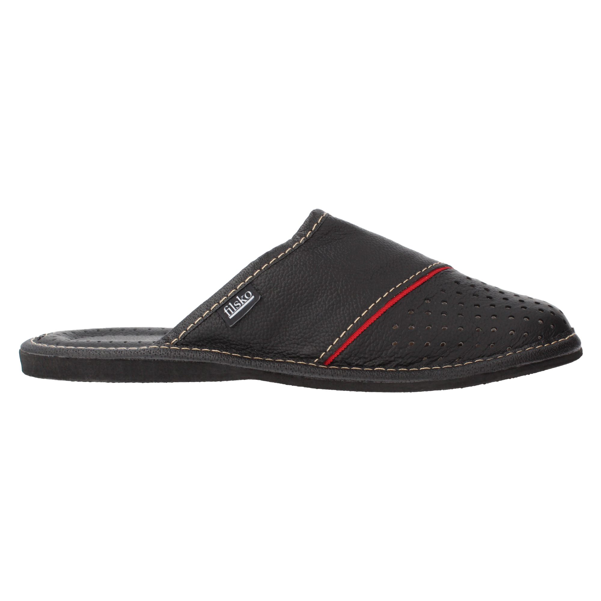 filsko Levice Herren Hausschuh Open-Toe, Slip-On, offene Hausschuhe, Pantoletten, Leder Hausschuhe