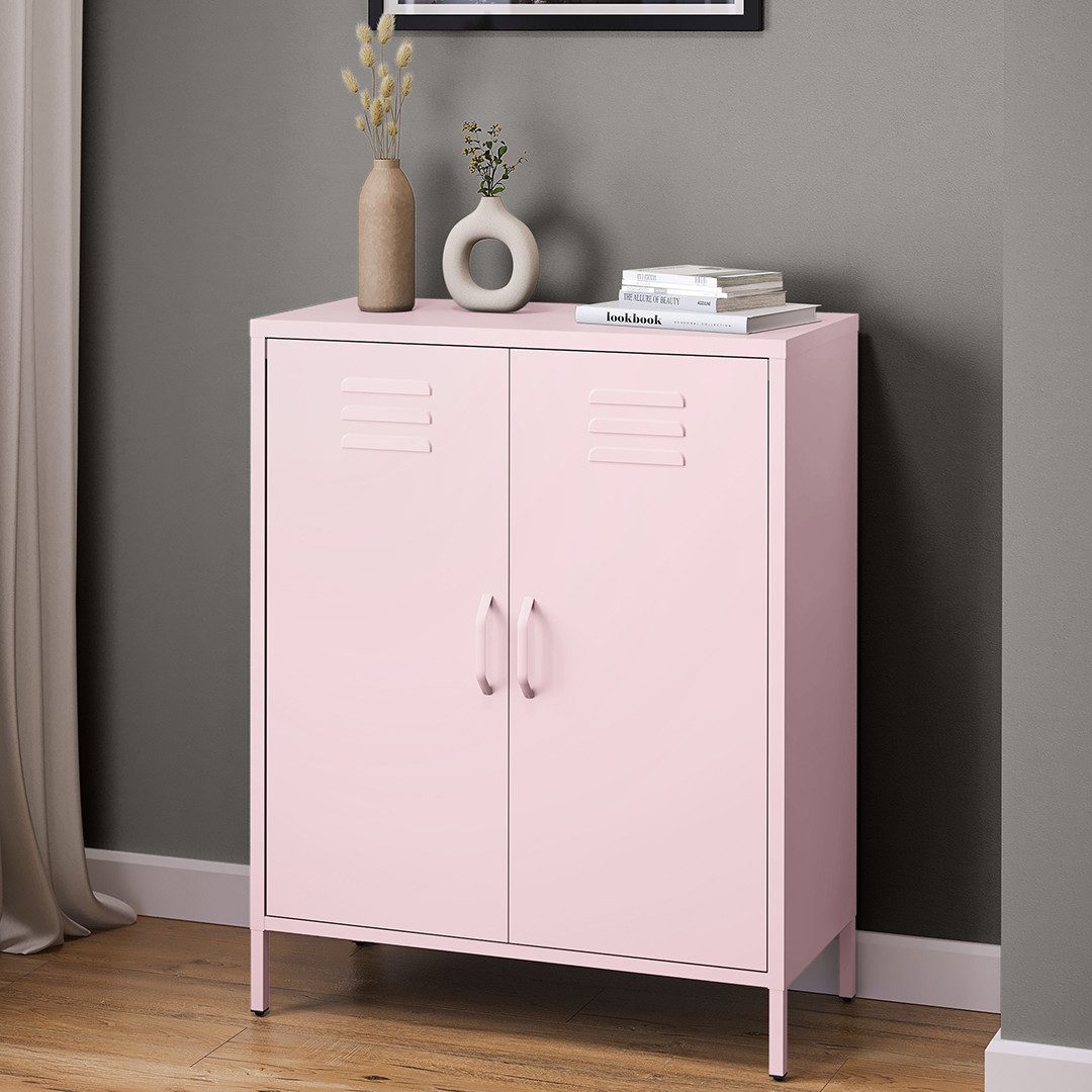 skølm Kommode Atria aus Metall (Terrakotta, 3 Fächer), höhenverstellbare Böden, Highboard auch verfügbar mit Schubladen