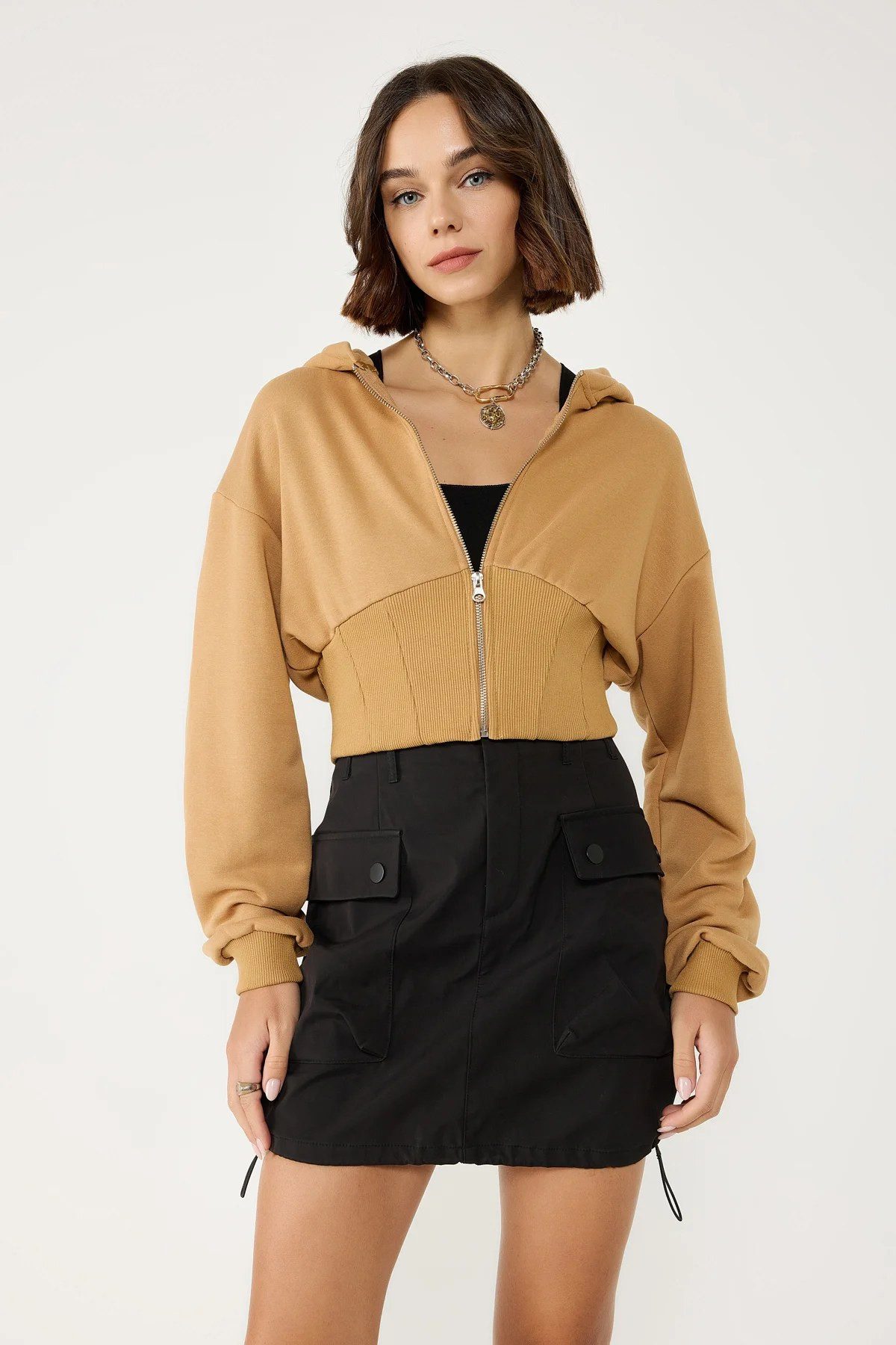 No Matter What Kapuzensweatshirt Strickjacke mit Kapuze und Reißverschluss
