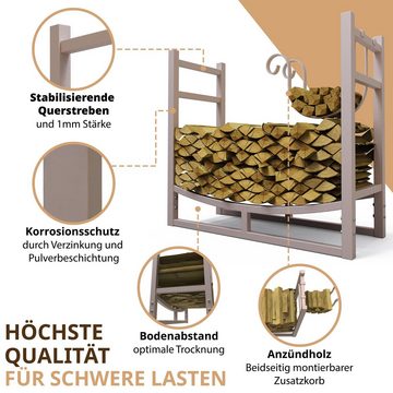 LAWA Living and Lifestyle Kaminholzregal innen Metall Feuerholzregal außen Kaminholzhalter Stapelhhilfe, BxTxH:84x33x76 cm, verzinkt / galvanisiert, pulverbeschichtet