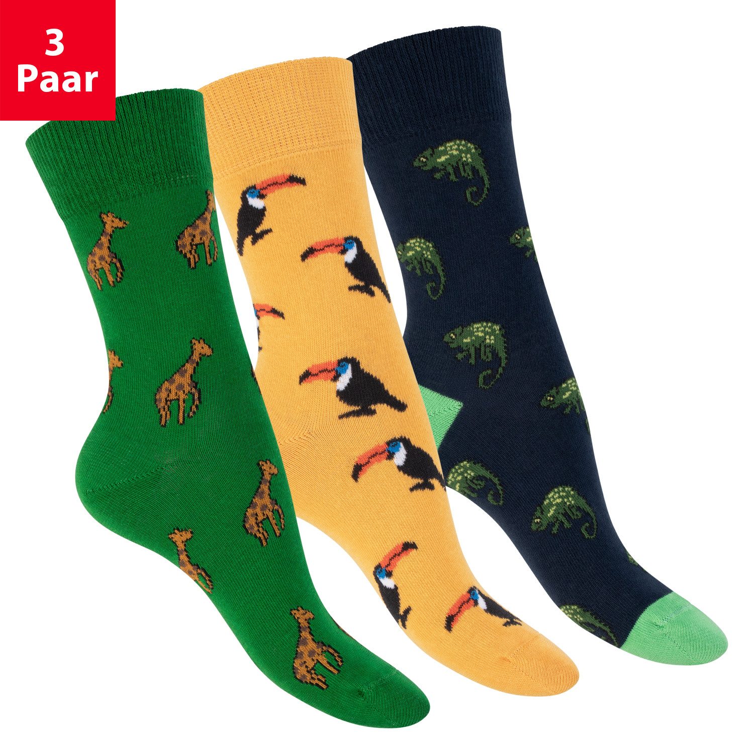 Footstar Basicsocken Damen/Herren Bunte Motiv Socken Funny Baumwollsocken