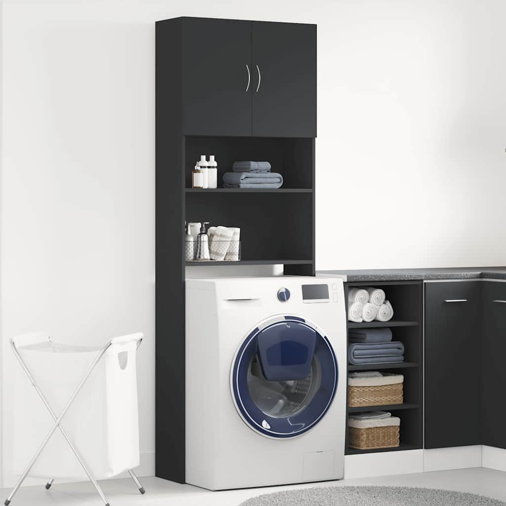 vidaXL Waschmaschinenumbauschrank Waschmaschinenschrank Schwarz 64x24x190 c günstig online kaufen