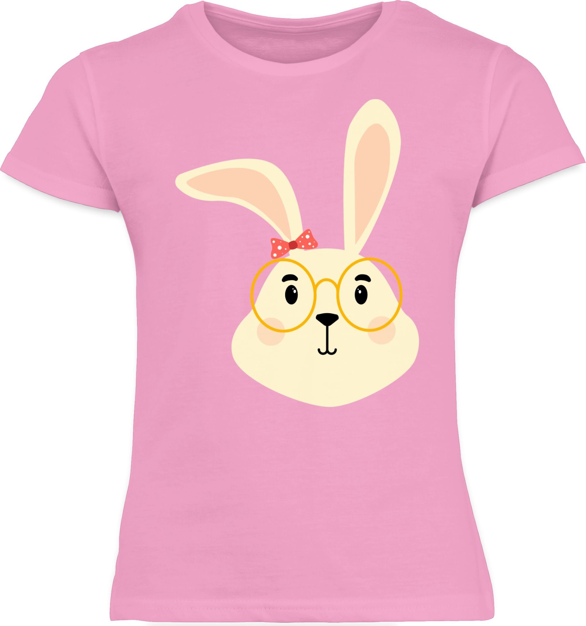 mit Brille Tiermotiv und Print Hase 2 Band Rosa Animal Süßer Shirtracer T-Shirt