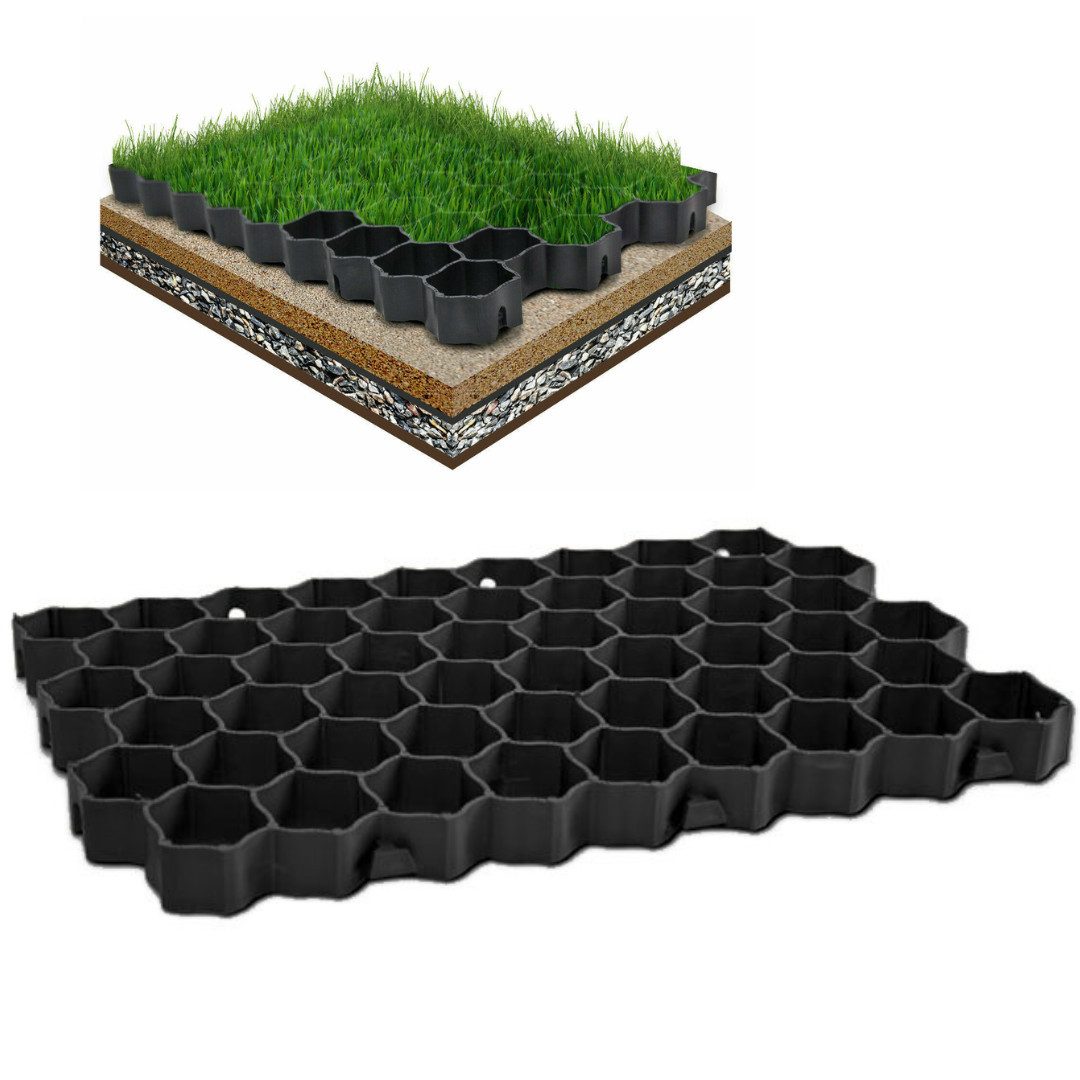 Patrol Rasengitter Paddockplatte Rasengitter 60x40x4cm zur Parkplatzgitter Schwarz Grün, Haltbarkeit, Einfache Verlegung