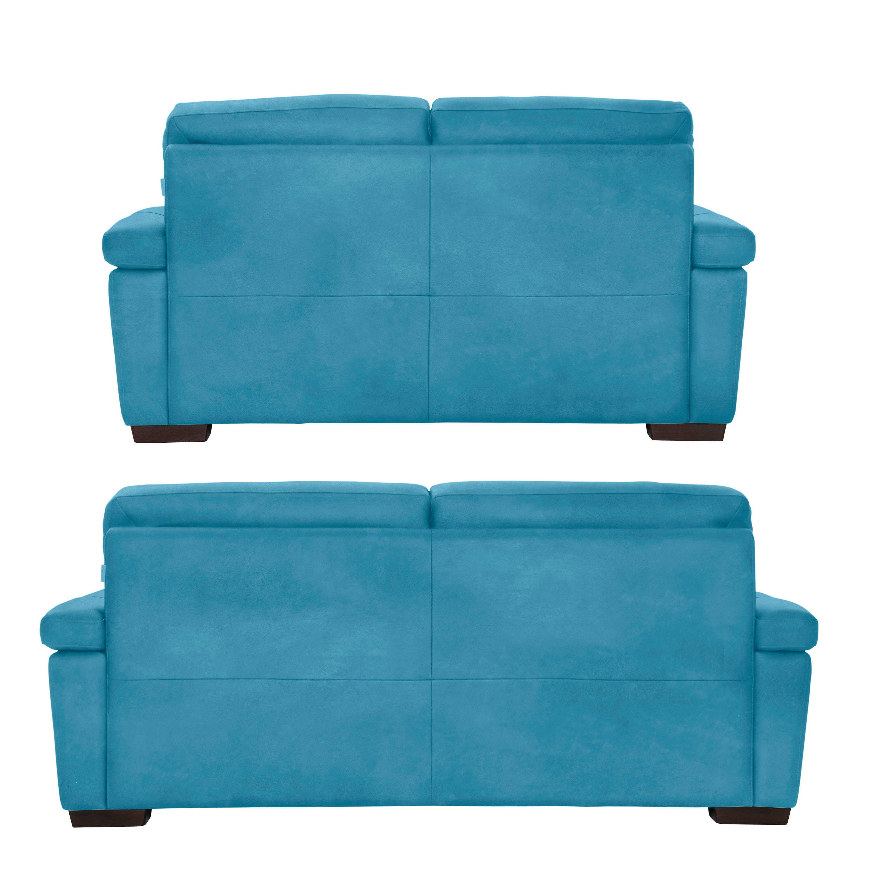 Luxus-Microfaser 2-Sitzer aus Polstergarnitur und (Set, CALIA ITALIA turquoise Garnitur mit Gaia, bestehend 3-Sitzer, 2-tlg),