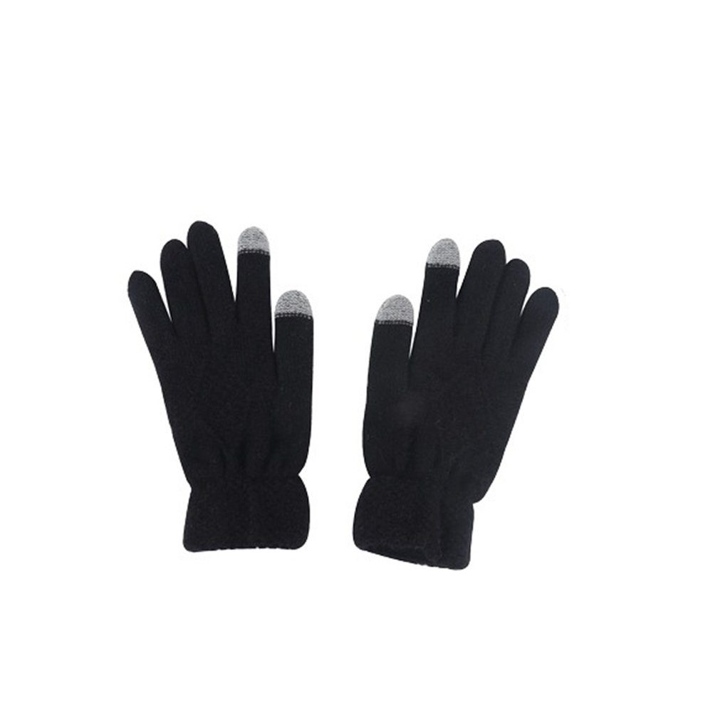 Schal Handschuh, Mütze Strickhandschuhe Wintermütze Schal und Wärme LYDMN schwarz Set,Winterliche 3-teiliges Thermohandschuhe