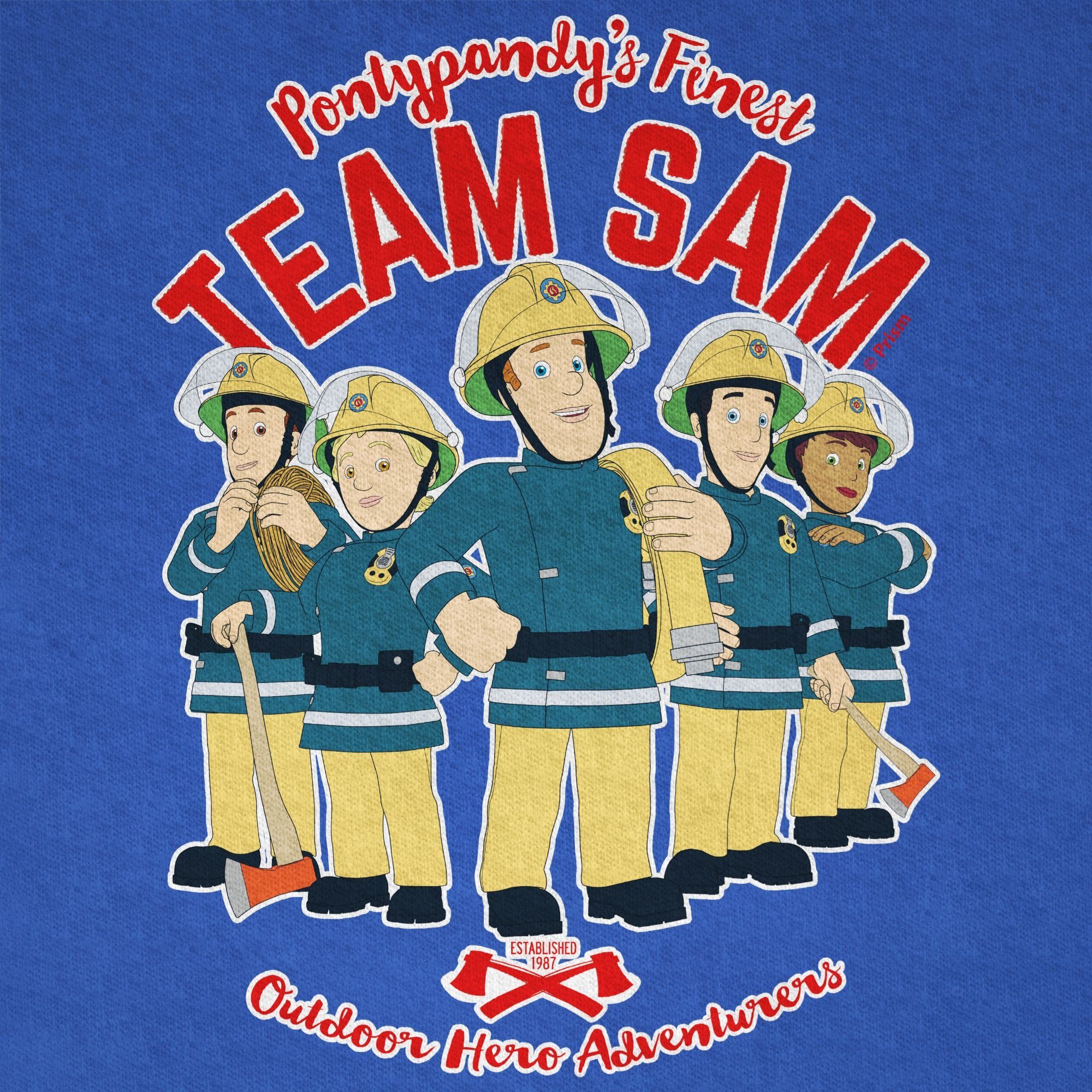 Team Jungen Royalblau T-Shirt Feuerwehrmann Sam 01 Sam Shirtracer