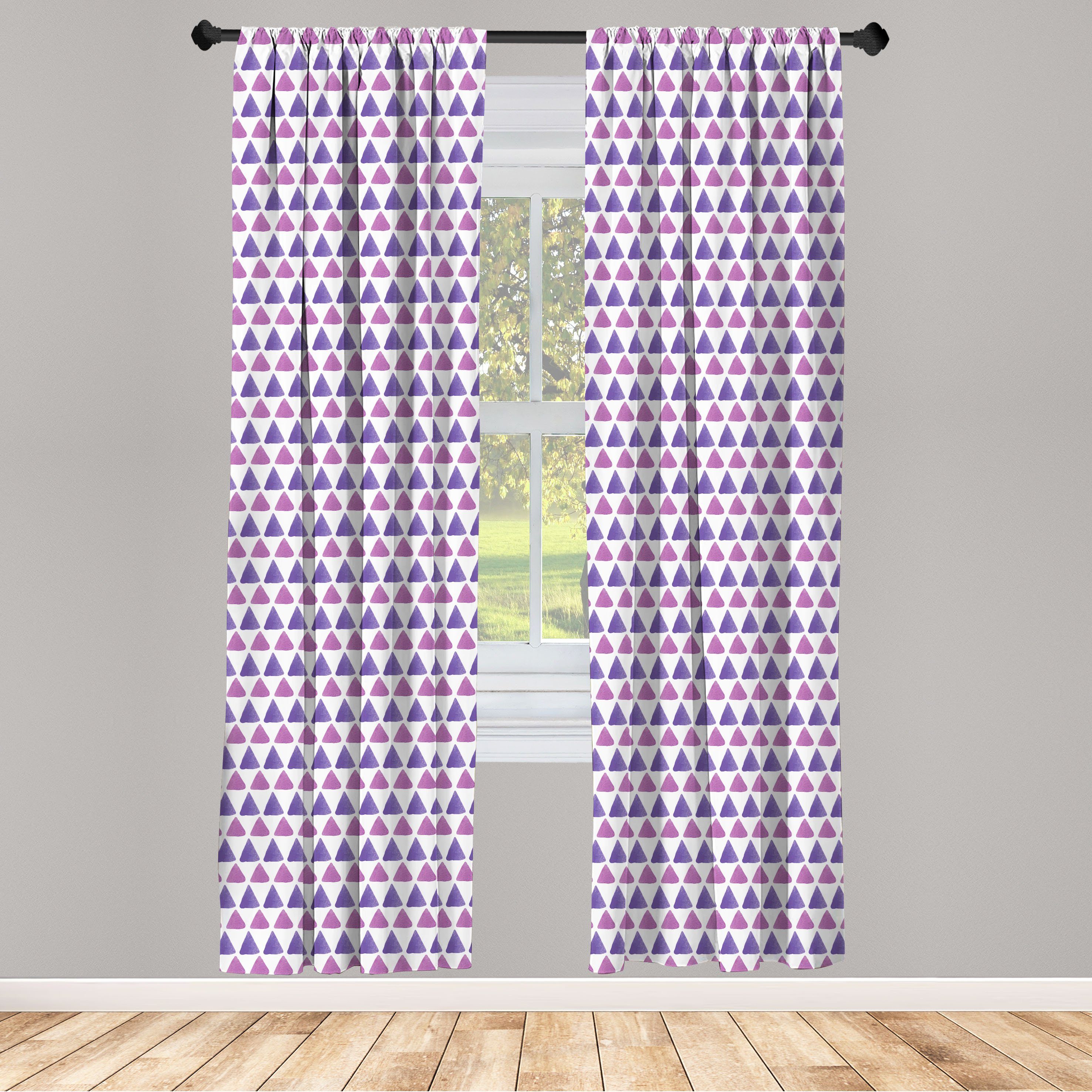 Gardine Vorhang für Wohnzimmer Schlafzimmer Dekor, Abakuhaus, Microfaser, Geometrisch Kleiner Triangles Grid