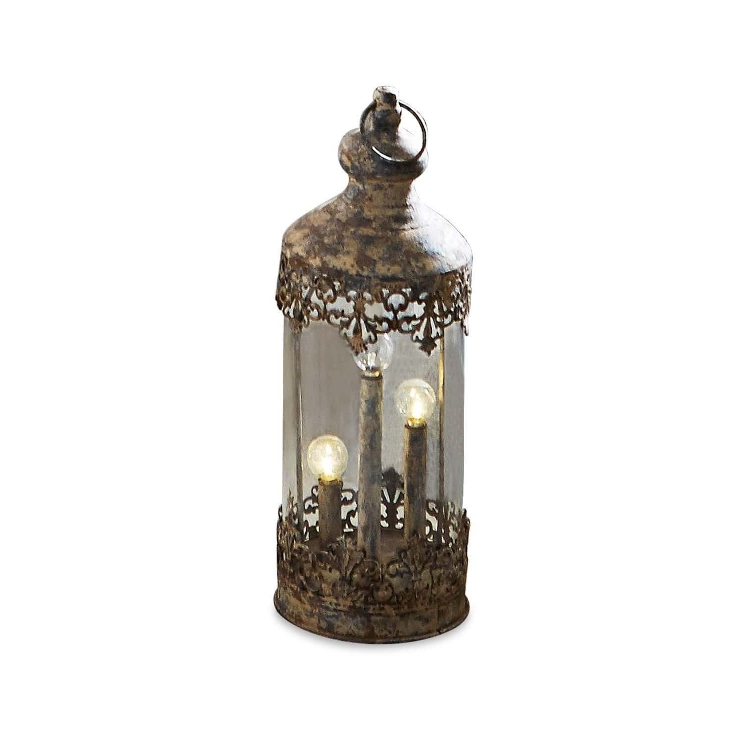 Mirabeau LED Laterne Laterne Cosette antikbraun, stilvolles Interieur, Eisen mit Glaseinsatz, Antik-Finish