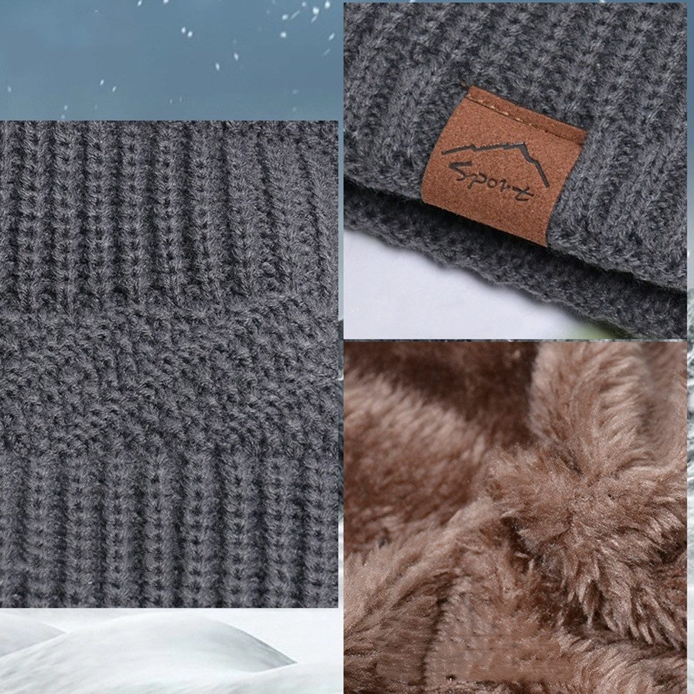 Zaewry Mütze & Schal 3 Stück Mütze, Schal & Handschuh-Sets für Herren Damen (Strick Gefüttert Beanie Mütze Touchscreen Handschuhe Schal Wärmer) für Kaltes Wette – Bild 4 von 5