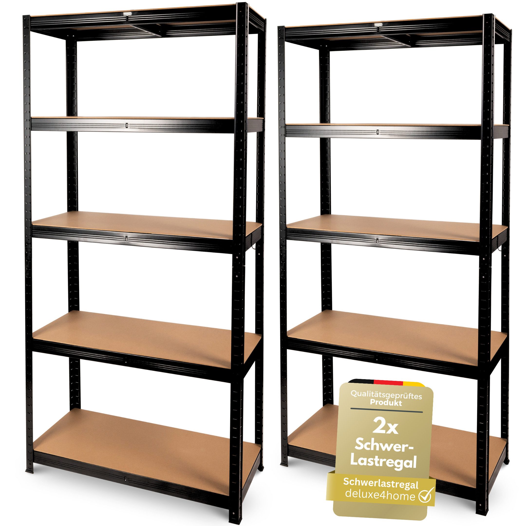 deluxe4home Schwerlastregal 2er Set Kellerregal verzinkt I 40x90x180 cm I L günstig online kaufen
