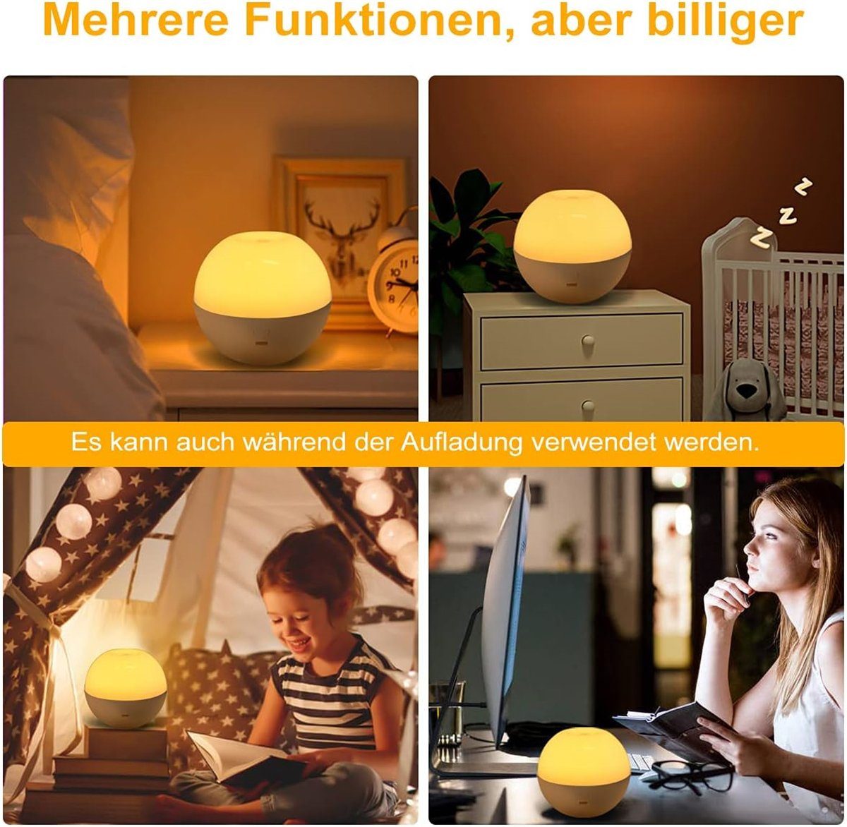 K&B LED am LED-Nachtlicht Kinder für Smart-Touch-Steuerung Bett mit Nachtlicht