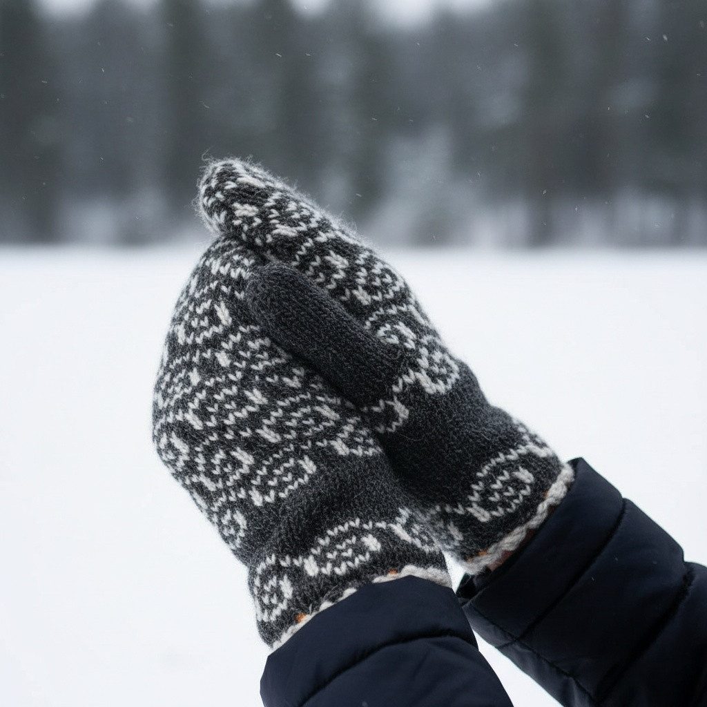 Guru-Shop Strickhandschuhe Wollhandschuhe mit Jaquardmuster, Boho.. günstig online kaufen