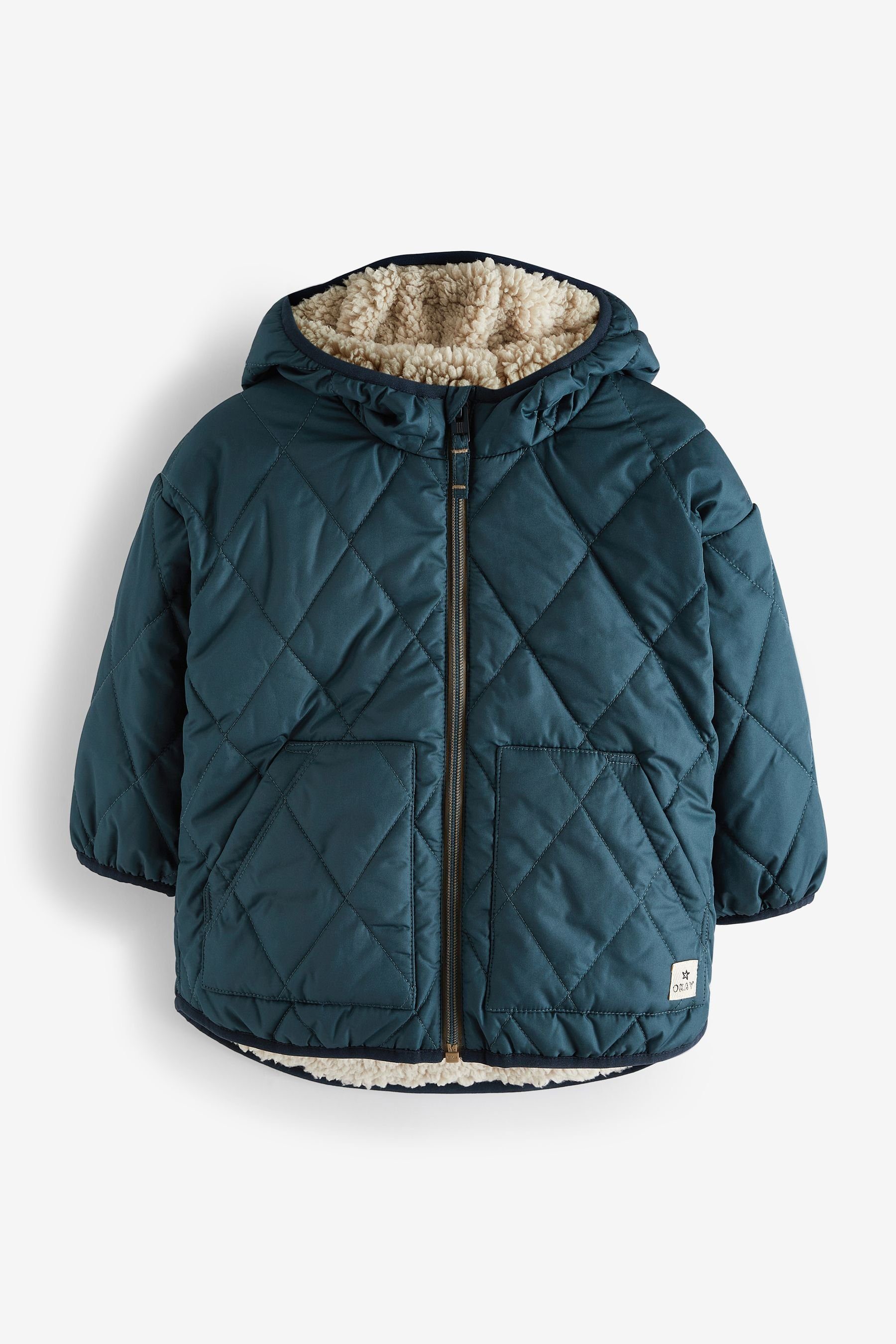 Next Steppjacke Steppjacke mit Borgfutter (1-St) Teal Blue