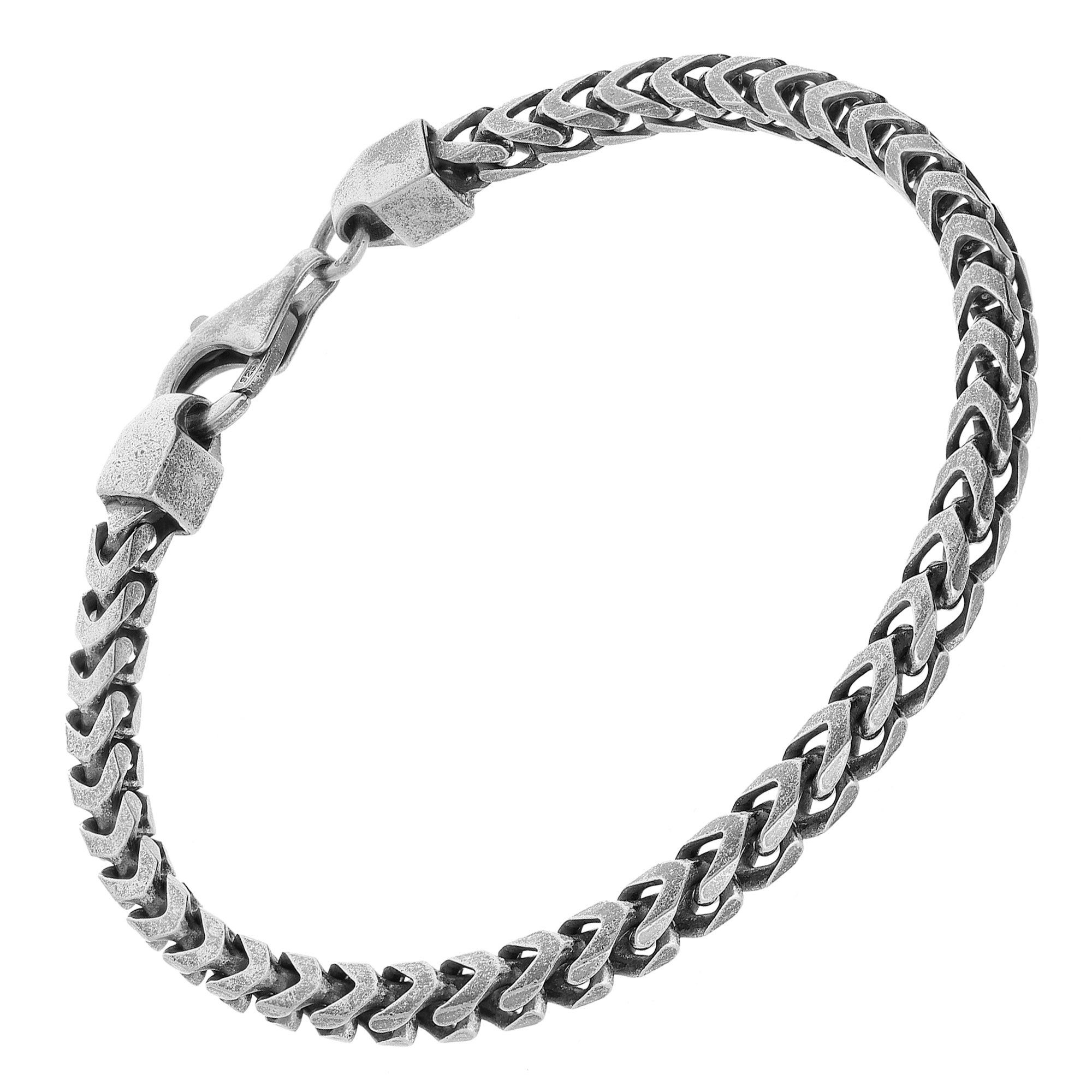 Gliederarmband Herren925 Silber Oxydiert Fuchsschwanzkette 4,3 mm breit