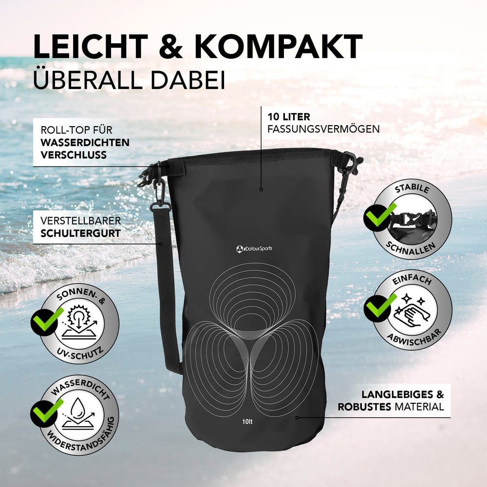 #DoYourSports Aufbewahrungstasche PVC dry bag 5-20L inkl. Nylongurt, Skifahren Camping Bergsteigen Abenteuer wasserdicht UV-Schutz