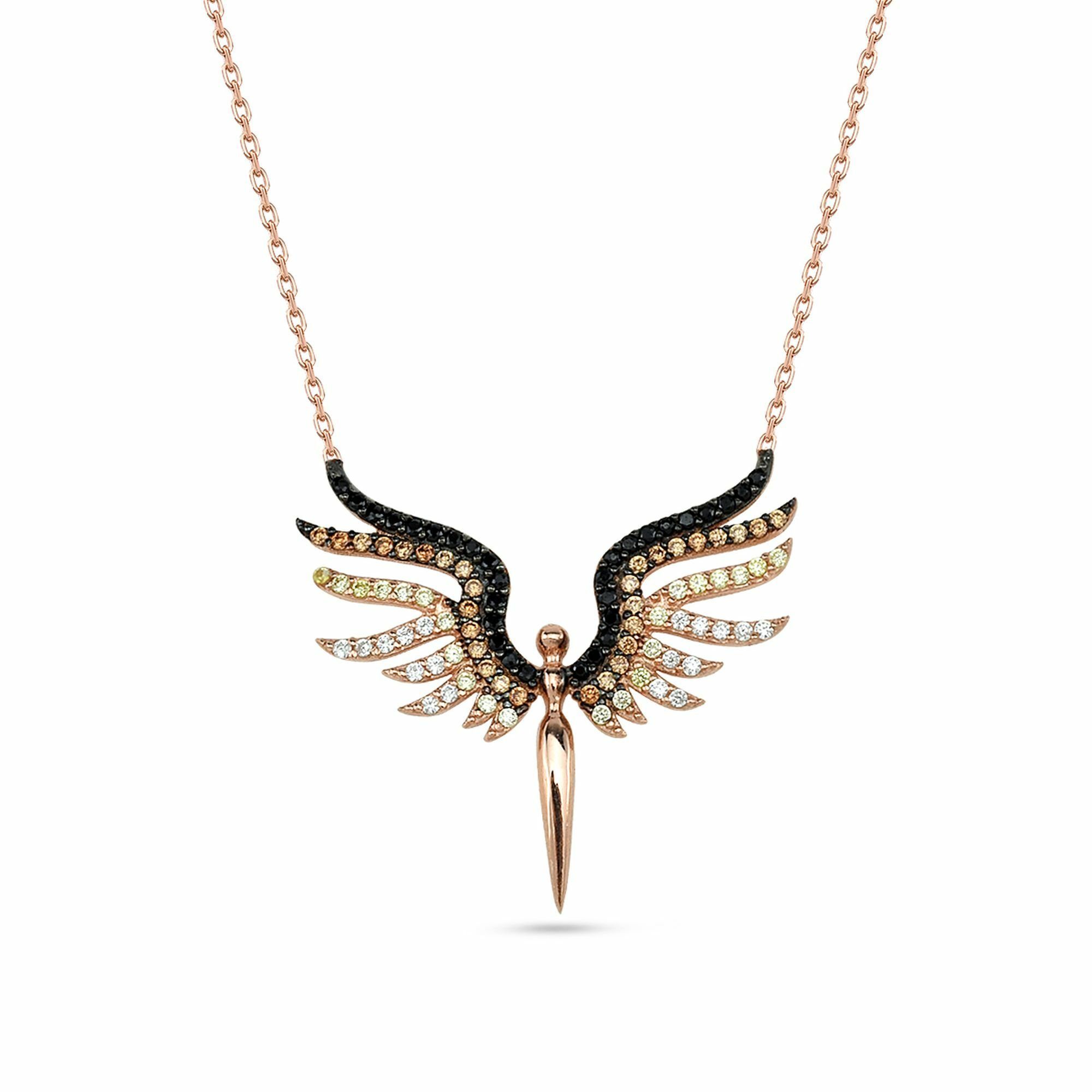 Kette mit Anhänger 925/- Sterling Silber rosévergoldet Engel-Kette