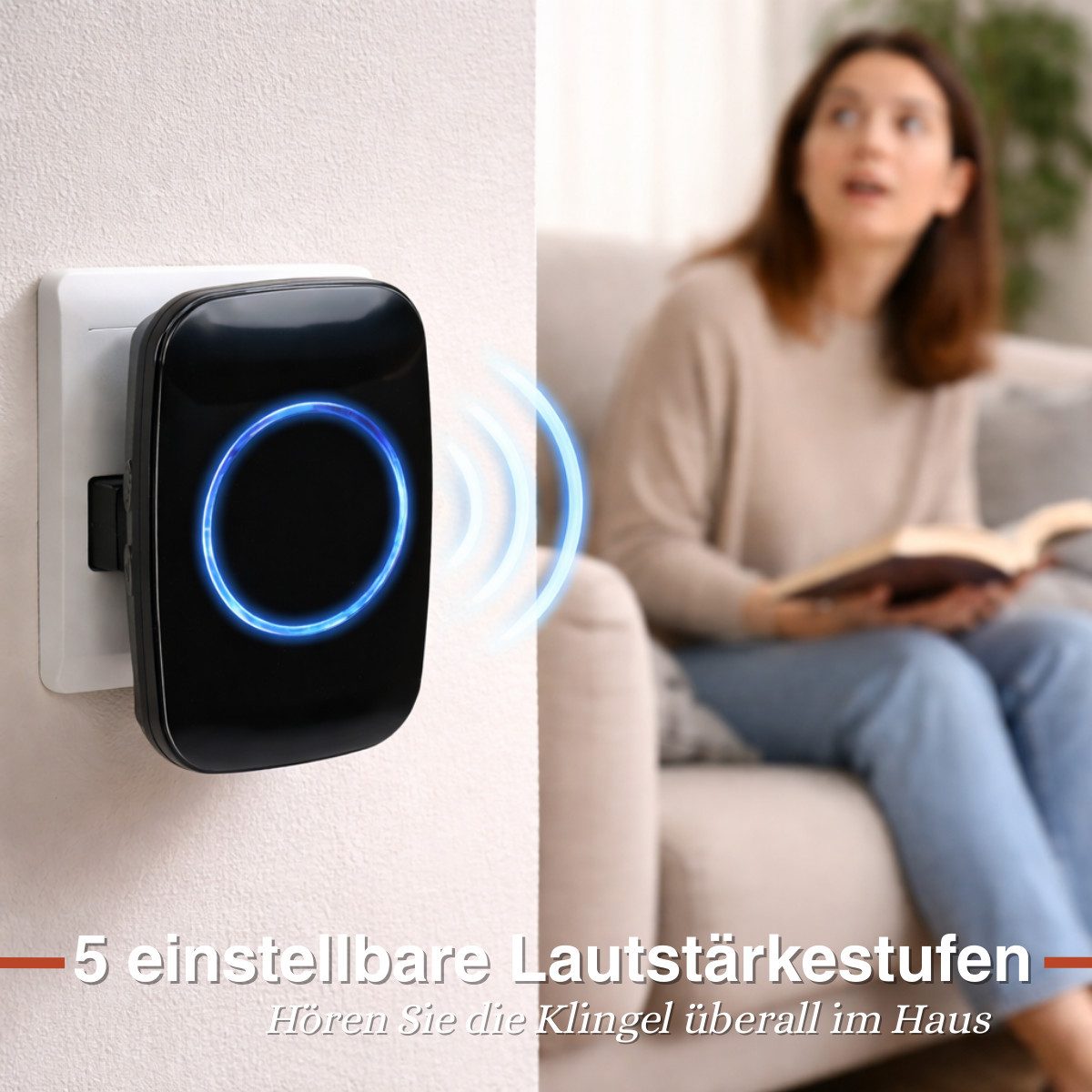 Grundig Türklingel-Set Grundig Drahtlose Türklingel Set - Funkklingel, (1x Sender, 1x Steckdosenempfänger, 1x CR2032 Batterie, 1x Anleitung) – Bild 3 von 5