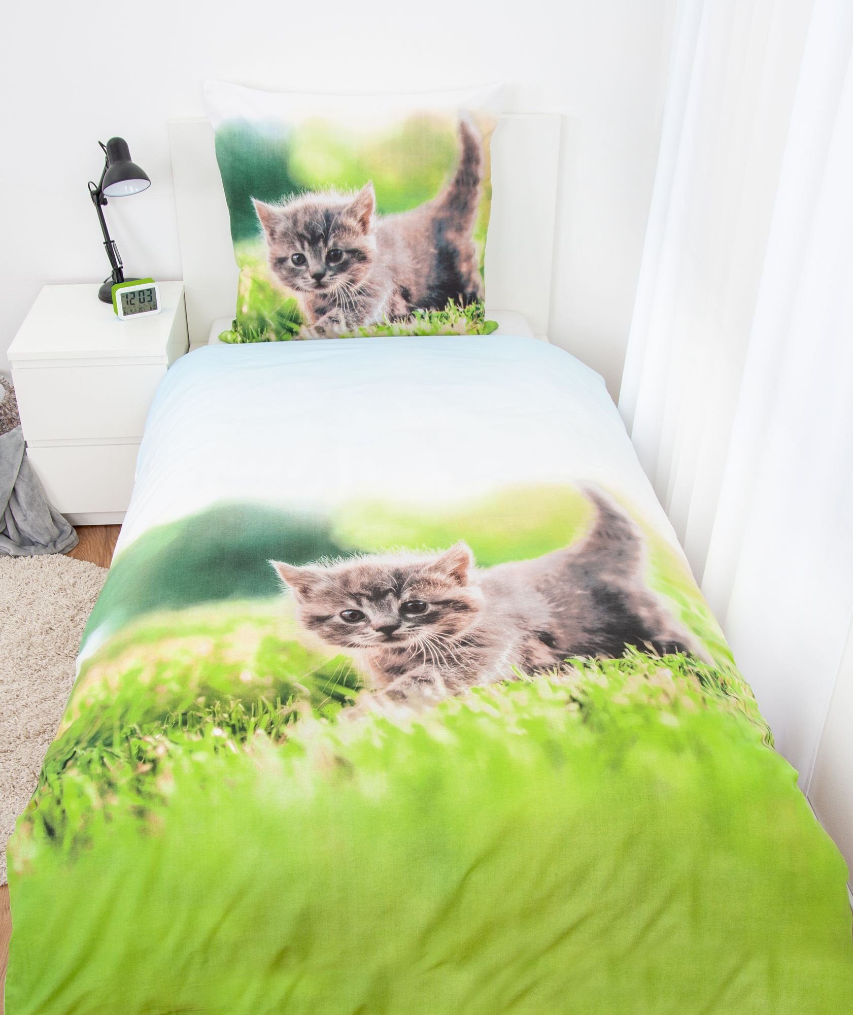Herding Kinderbettwäsche Herding Flanell Bettwäsche Set Katzen Bettwäsche 2 günstig online kaufen