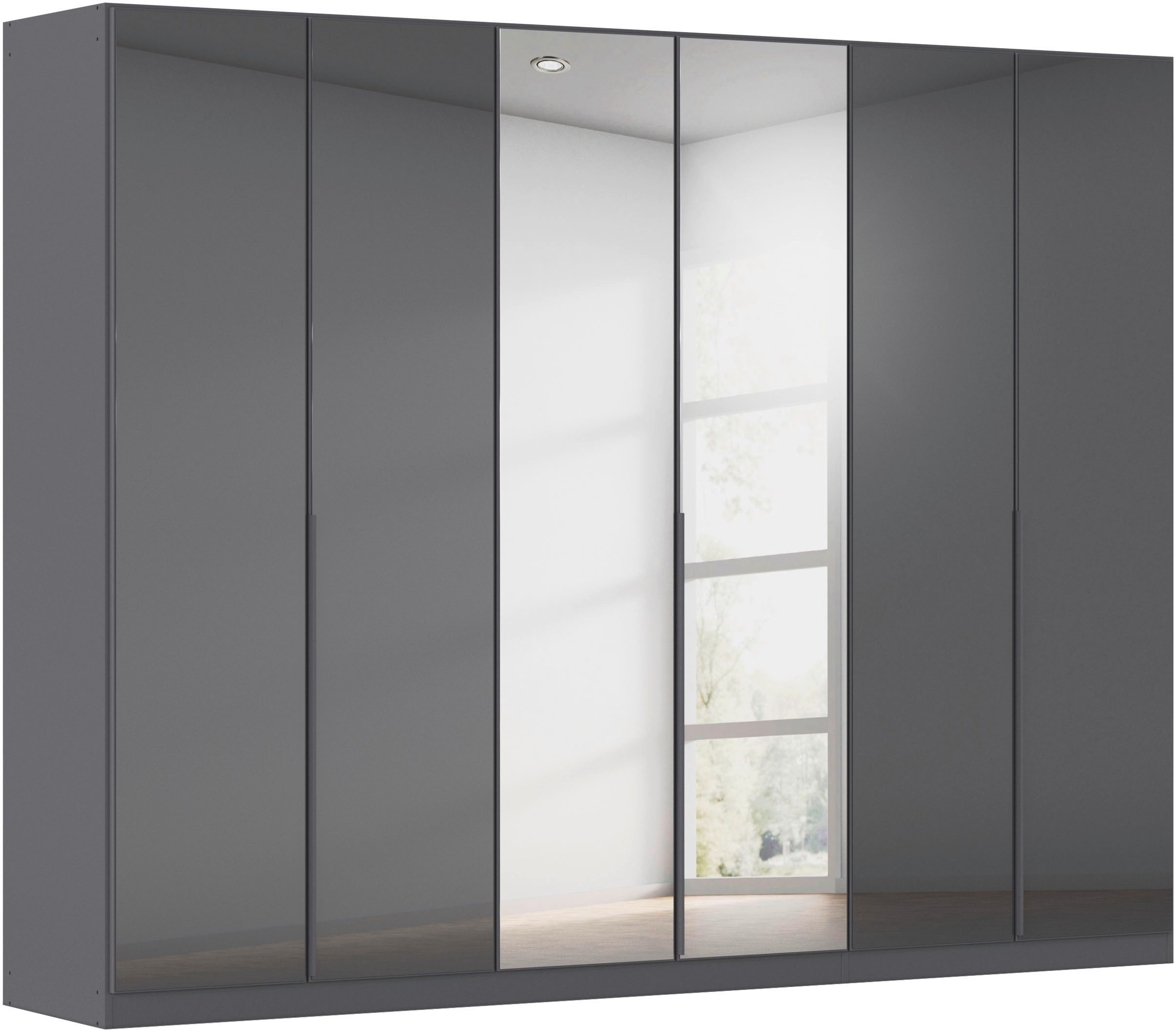 OTTO home Drehtürenschrank Kleiderschrank Schrank Garderobe AGORDO mit Glasfront und Spiegel (in zwei Griff-Farben, Breiten 91-405 cm) durchdachte Innenausstattung, in 8 Breiten und 2 Höhen MADE IN GERMANY