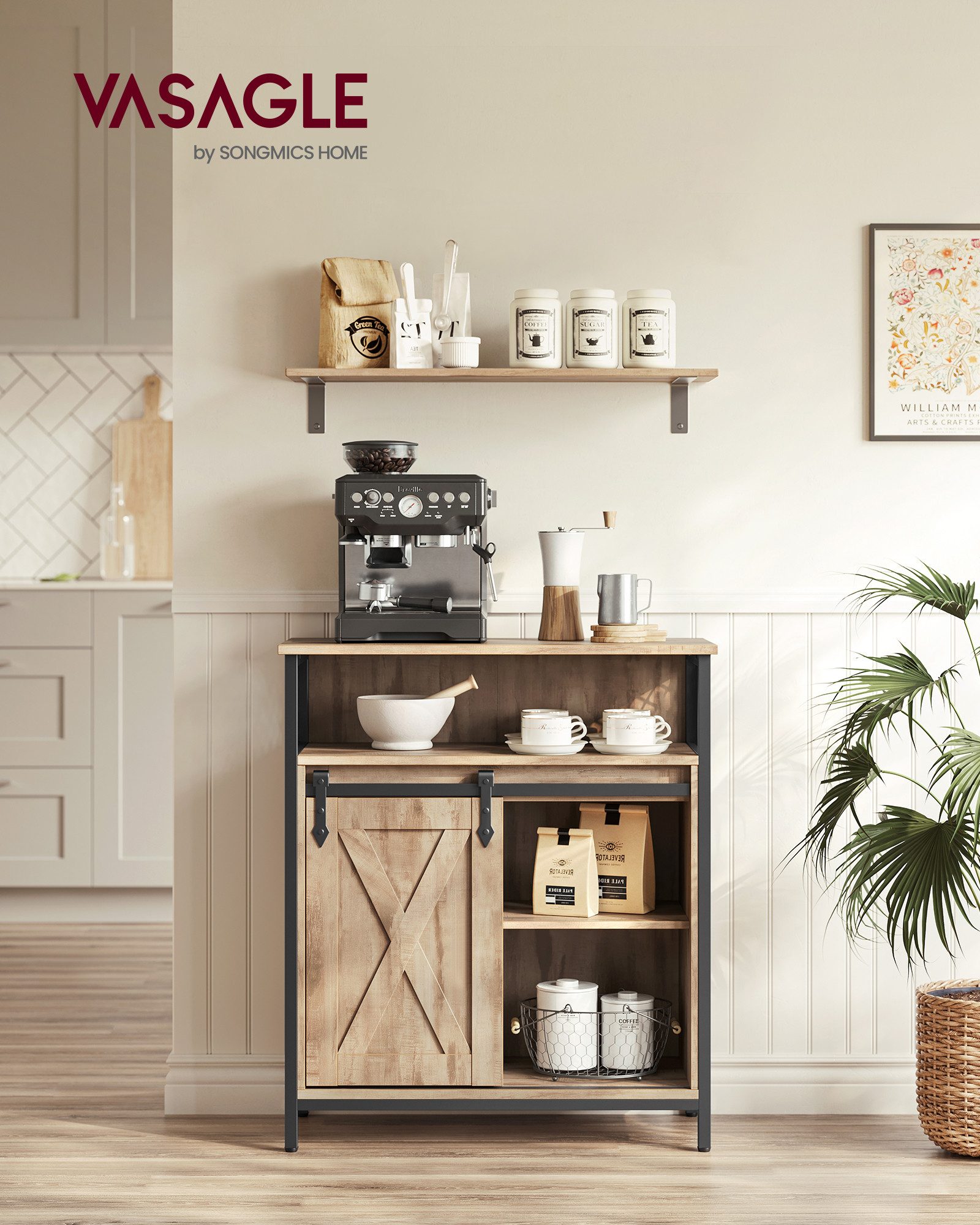 VASAGLE Sideboard Aufbewahrungsschrank, 70 x 30 x 80 cm, mit Schiebetür günstig online kaufen