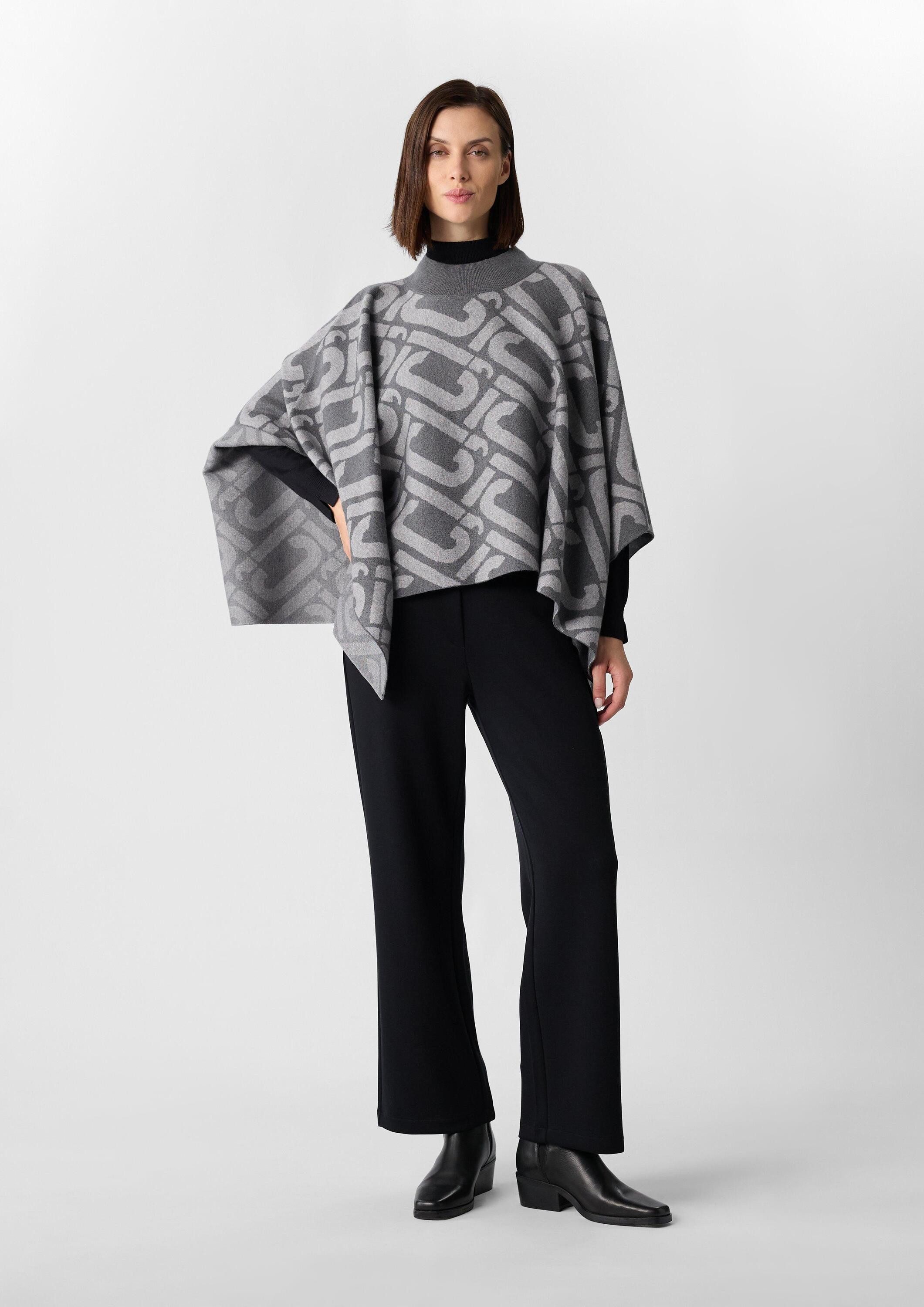 comma Poncho Indoor-Poncho Strick-Poncho mit Icon-Muster