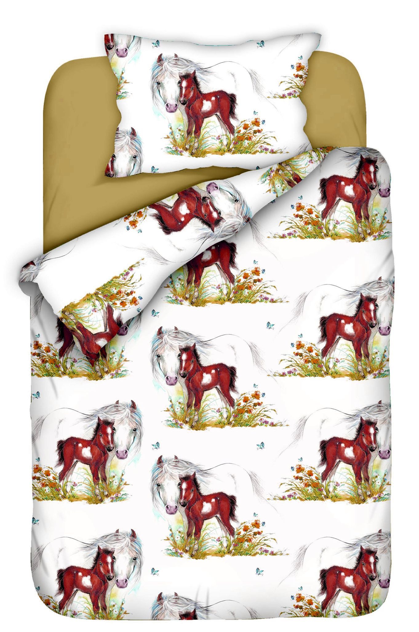 JACK Babybettwäsche 100x135cm, Pferd Mama und Fohlen mit RV, Biber, 2 teili günstig online kaufen