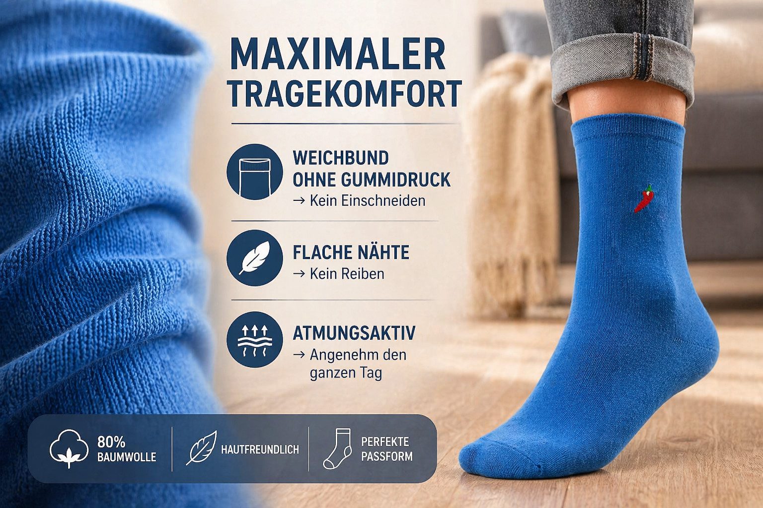 Chili Lifestyle Freizeitsocken LIMITED EDITION Rainbow Bunte Socken - Eyecatcher Farben aus Baumwolle (Multipack, 12-Paar, 6 Farben - Baumwollsocken) Weichbund  – Bild 4 von 5