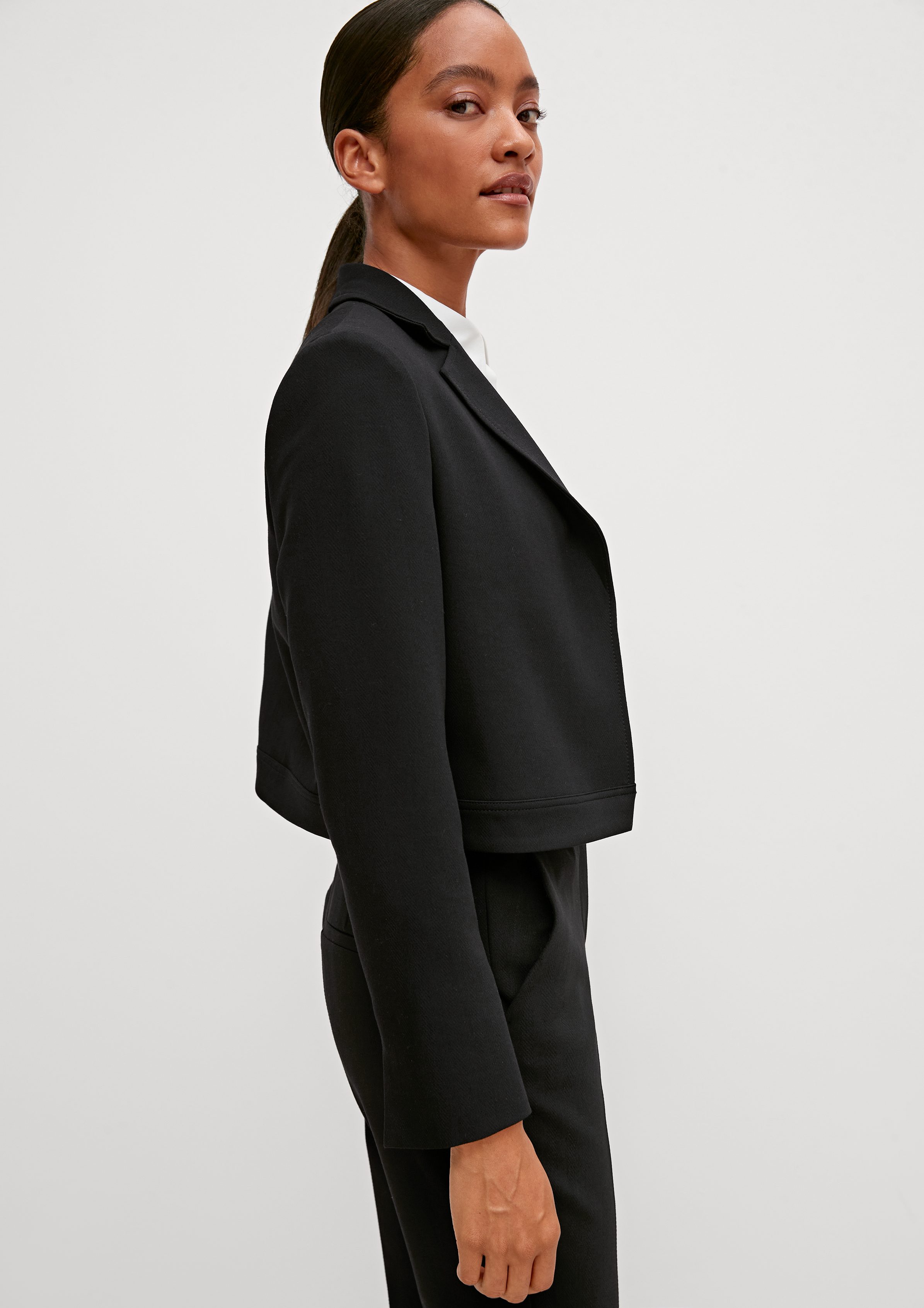 Blusenblazer Blazer mit Fischgrat-Muster