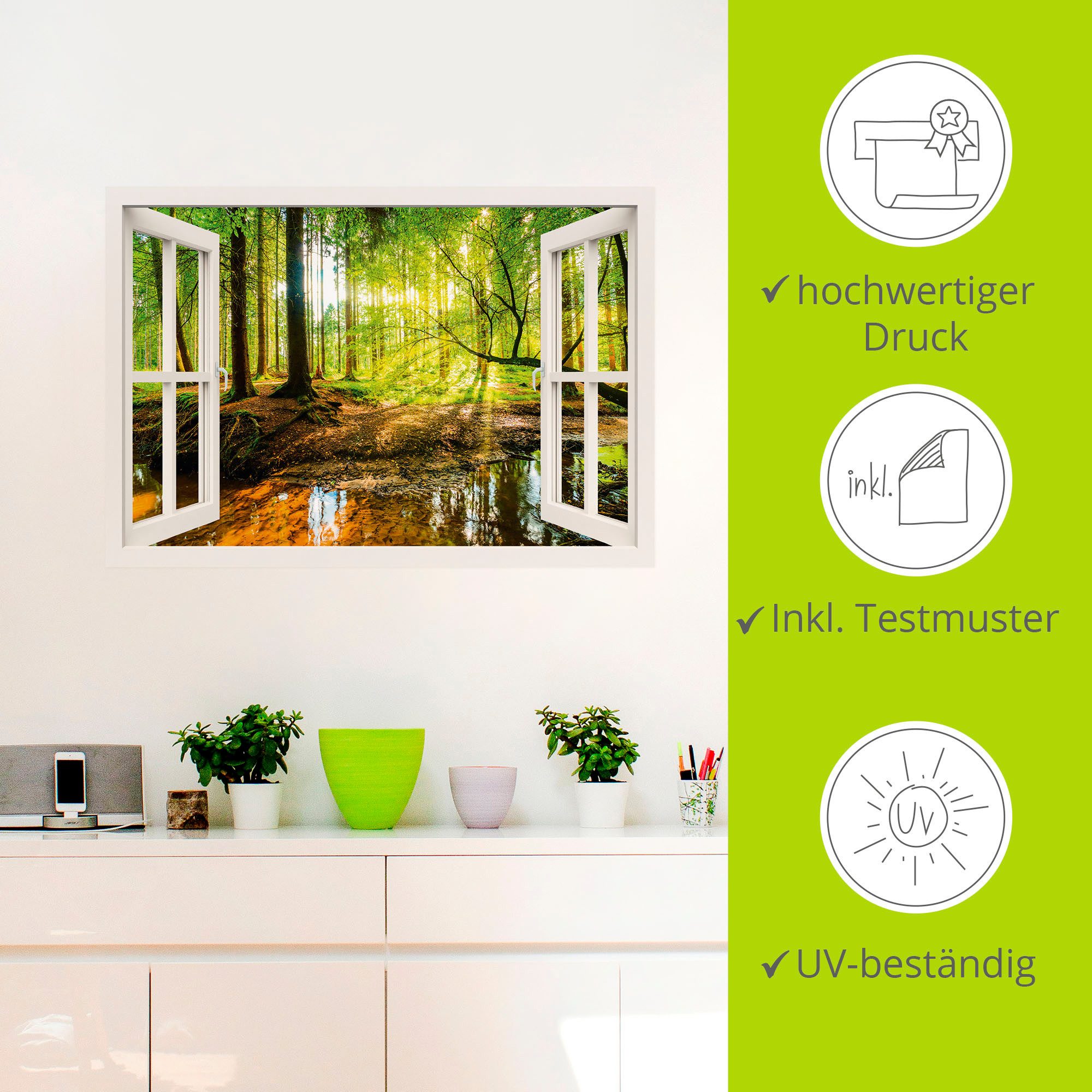 Artland Wandbild Fensterblick - Wald mit günstig online kaufen