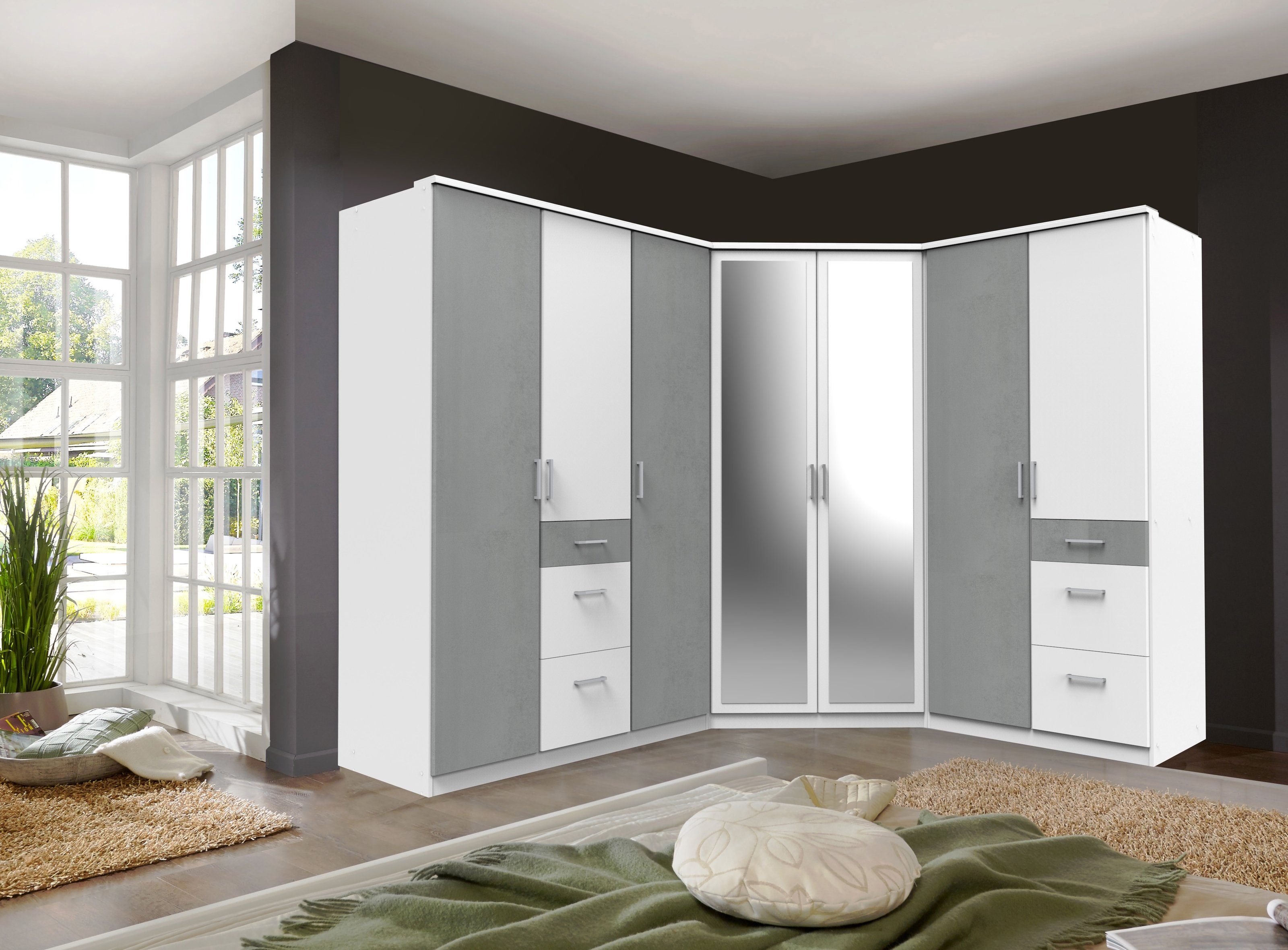 in Einlegeböden Weiß 8 freiraum Kleiderschrank mit Türen (B/H/T: 95x198x95 und 2 Click cm)