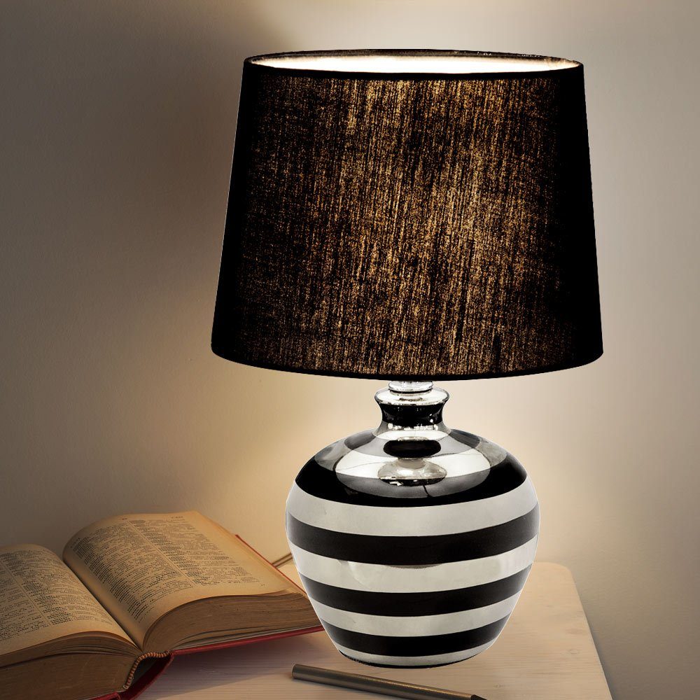 etc-shop LED Tischleuchte, Leuchtmittel inklusive, Wohn Lampe Keramik Zimmer Warmweiß, Tisch Design Leuchte- Textil