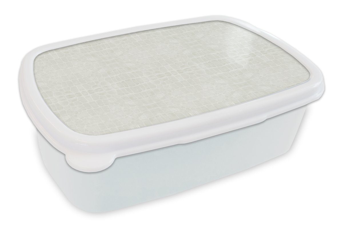 MuchoWow Lunchbox Lederdruck - Weiß - Tierdruck, Kunststoff, (2-tlg), Brotbox für Kinder und Erwachsene, Brotdose, für Jungs und Mädchen