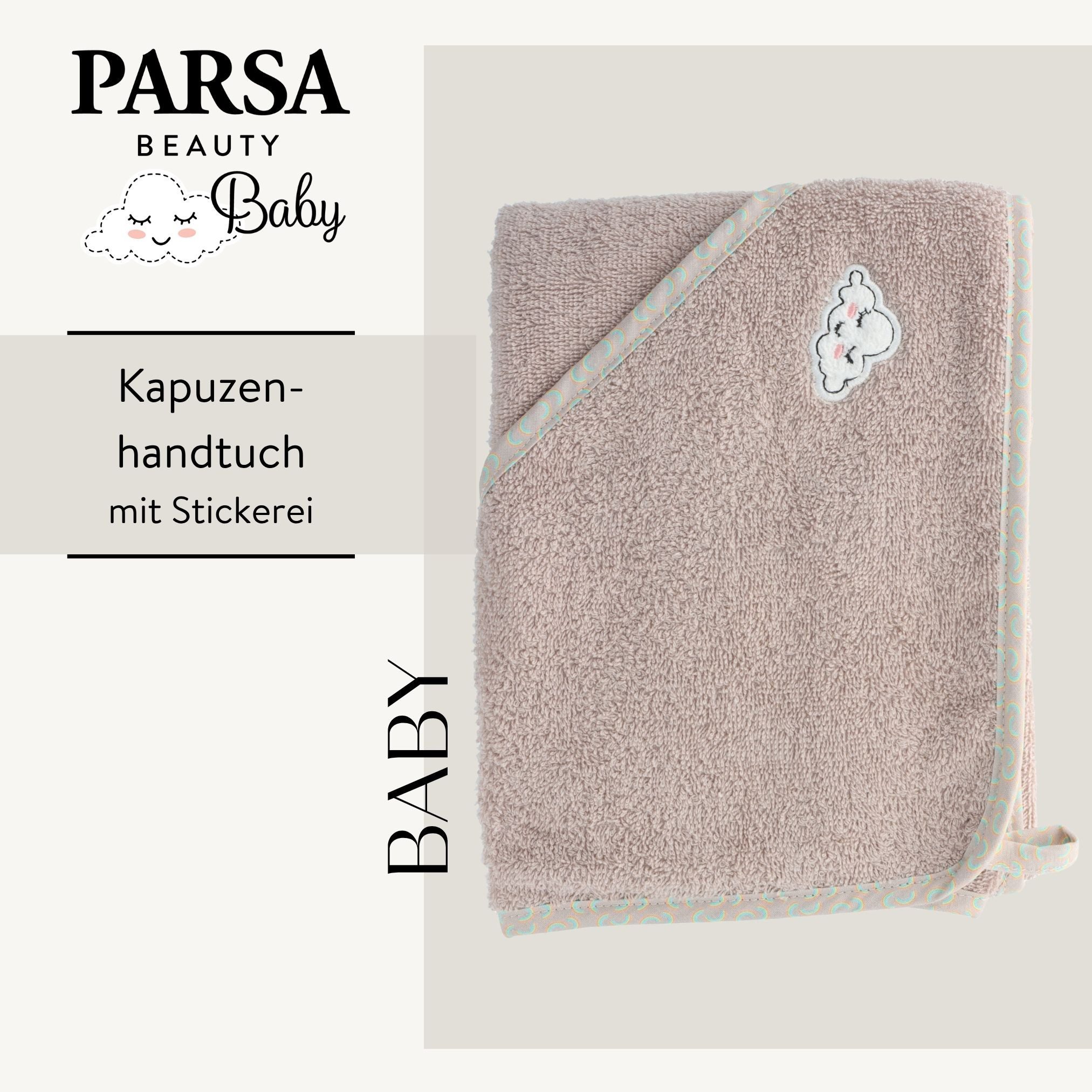 PARSA Beauty Handtücher Baby Kapuzenhandtuch, 100 % Baumwolle mit liebevoller Stickerei