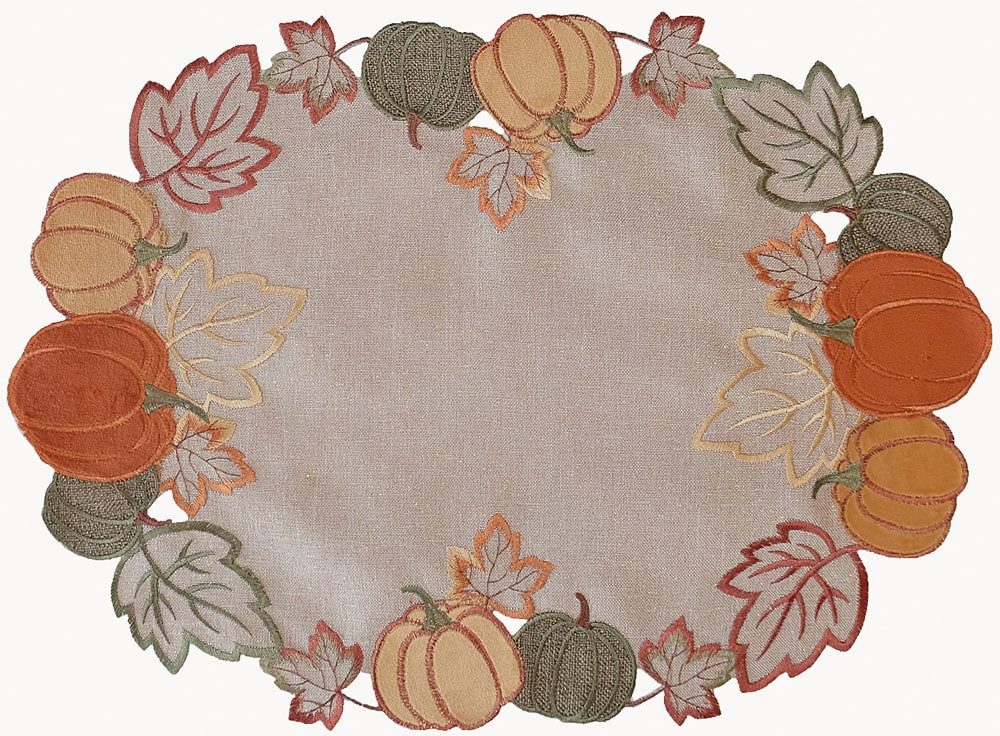 matches21 HOME & HOBBY Tischdecke Tischdeckchen DORA Kürbisse & Blätter Herbst Polyester 35 x 50 cm (1-tlg), Pflegeleicht & waschbar bei 30 °C