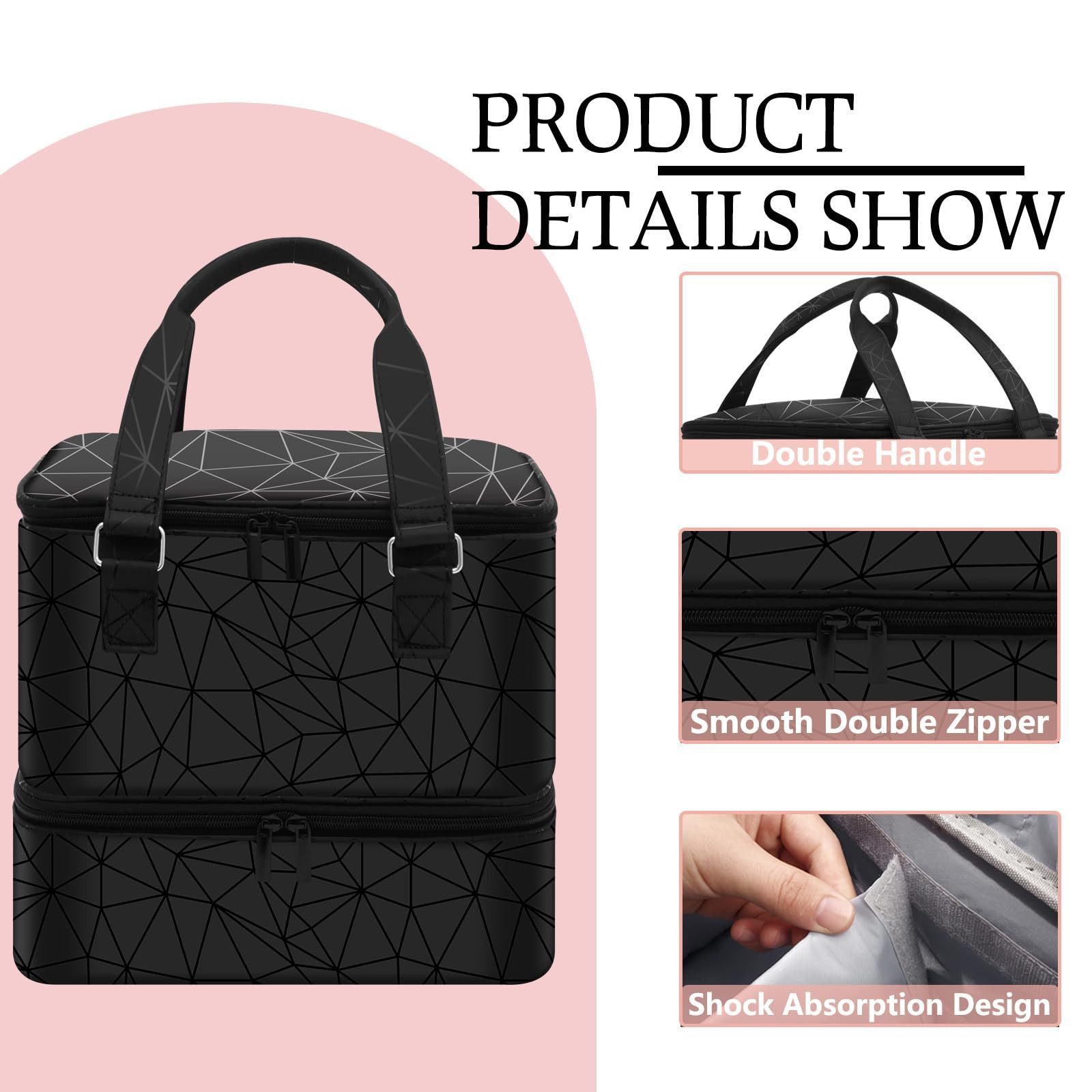 LIANNA Nagellackhalter Kosmetiktasche mit Doppellagigem Nagellack-Organizer und Griff, (bis 90 Zoll, Set, 1-tlg., Praktische Aufbewahrung für verschiedene Anlässe, ideal für Reisen, Große Kapazität, geeignet für Nagellack, mit Waschbeutelfunktion)