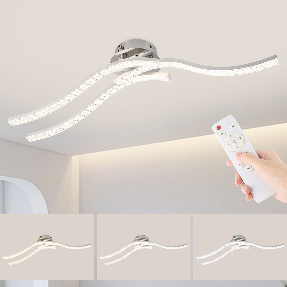 LETGOSPT Deckenleuchte 36W Kristall LED Deckenlampe günstig online kaufen
