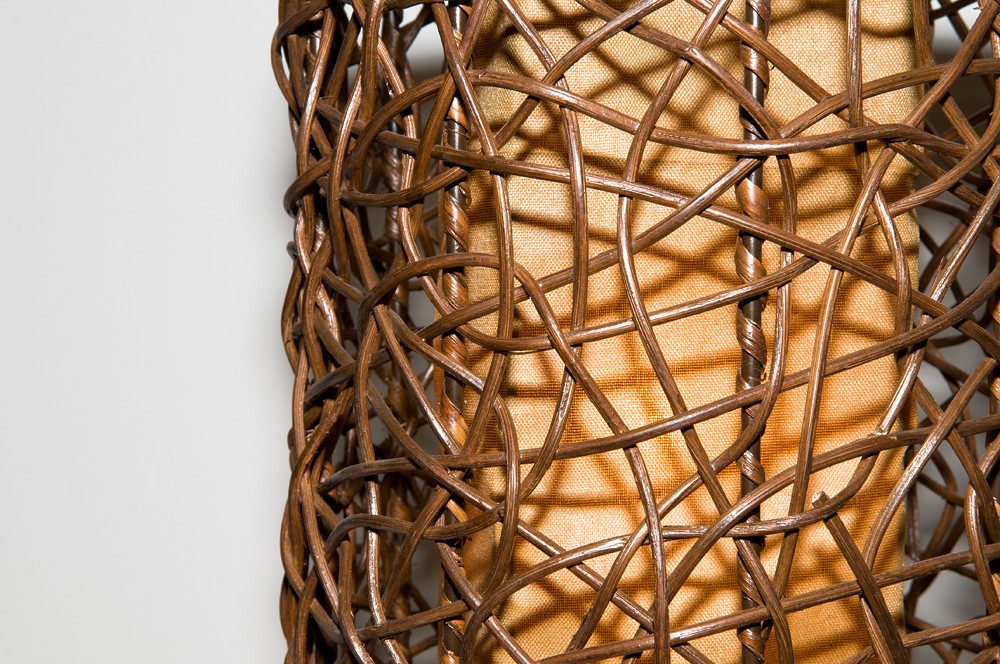 Hacienda Del Sol Stehlampe Große Stehleuchte mit Rattan-Geflecht Stoffschir günstig online kaufen