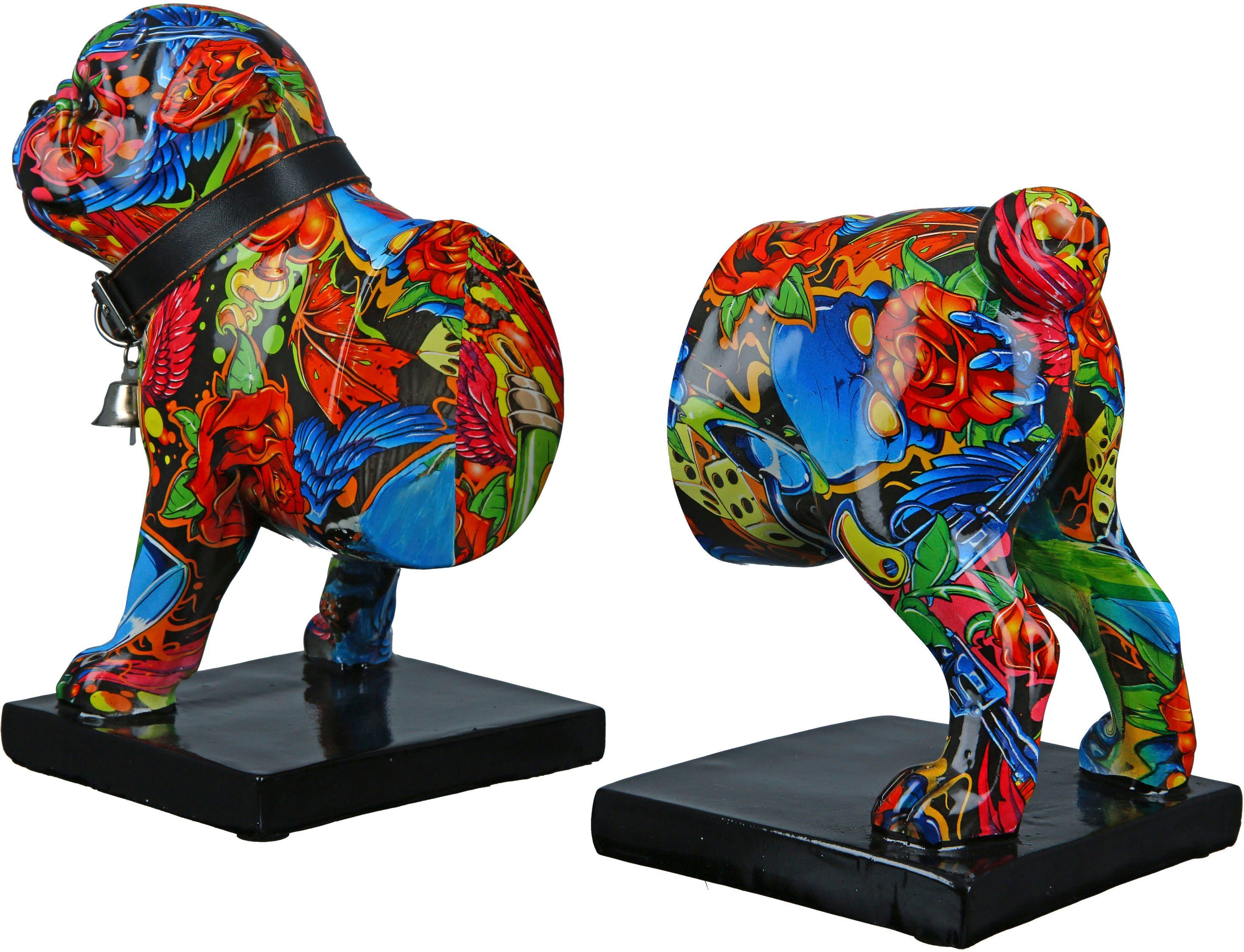 Casablanca by Gilde Tierfigur Buchstütze 2er-Set Mops Street Art (1 St), Graffiti-Design